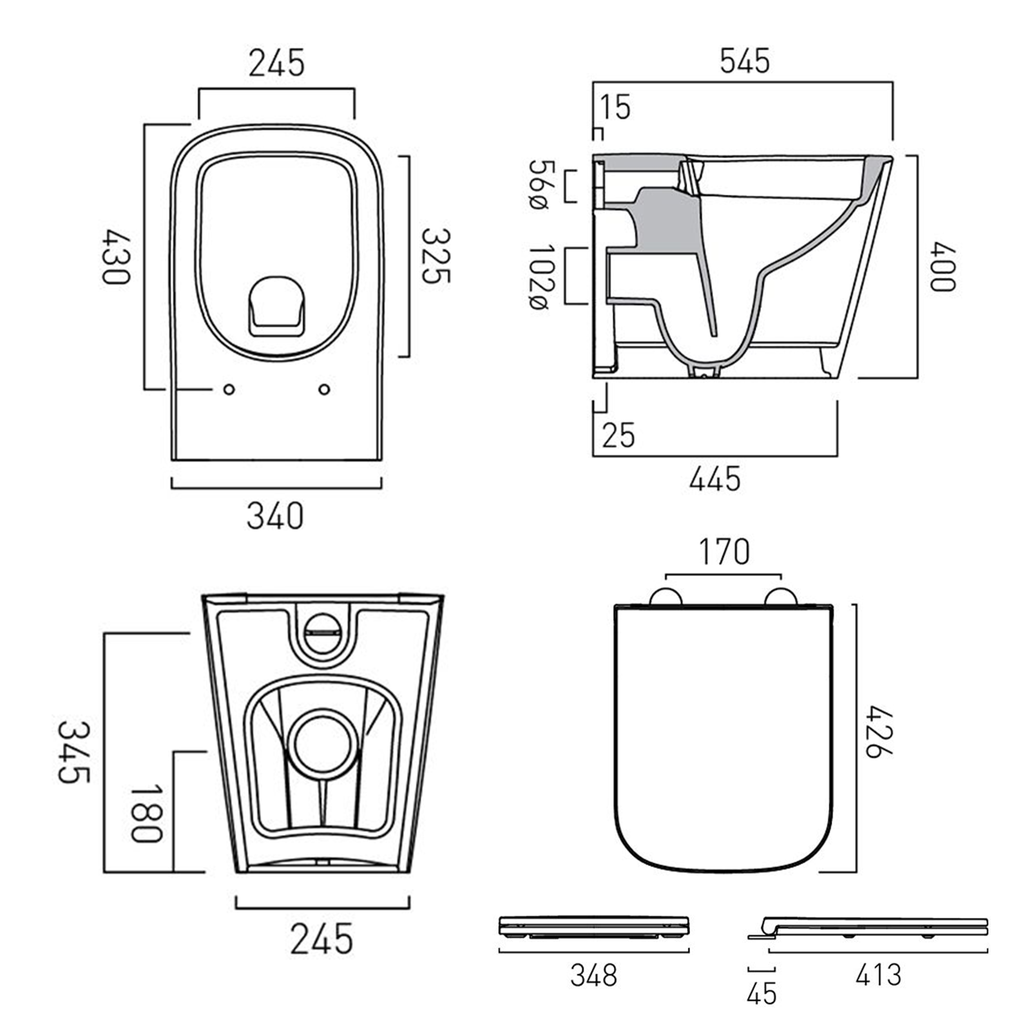 Vado Safari Square Back to Wall Toilet & Soft Close Slimline Seat