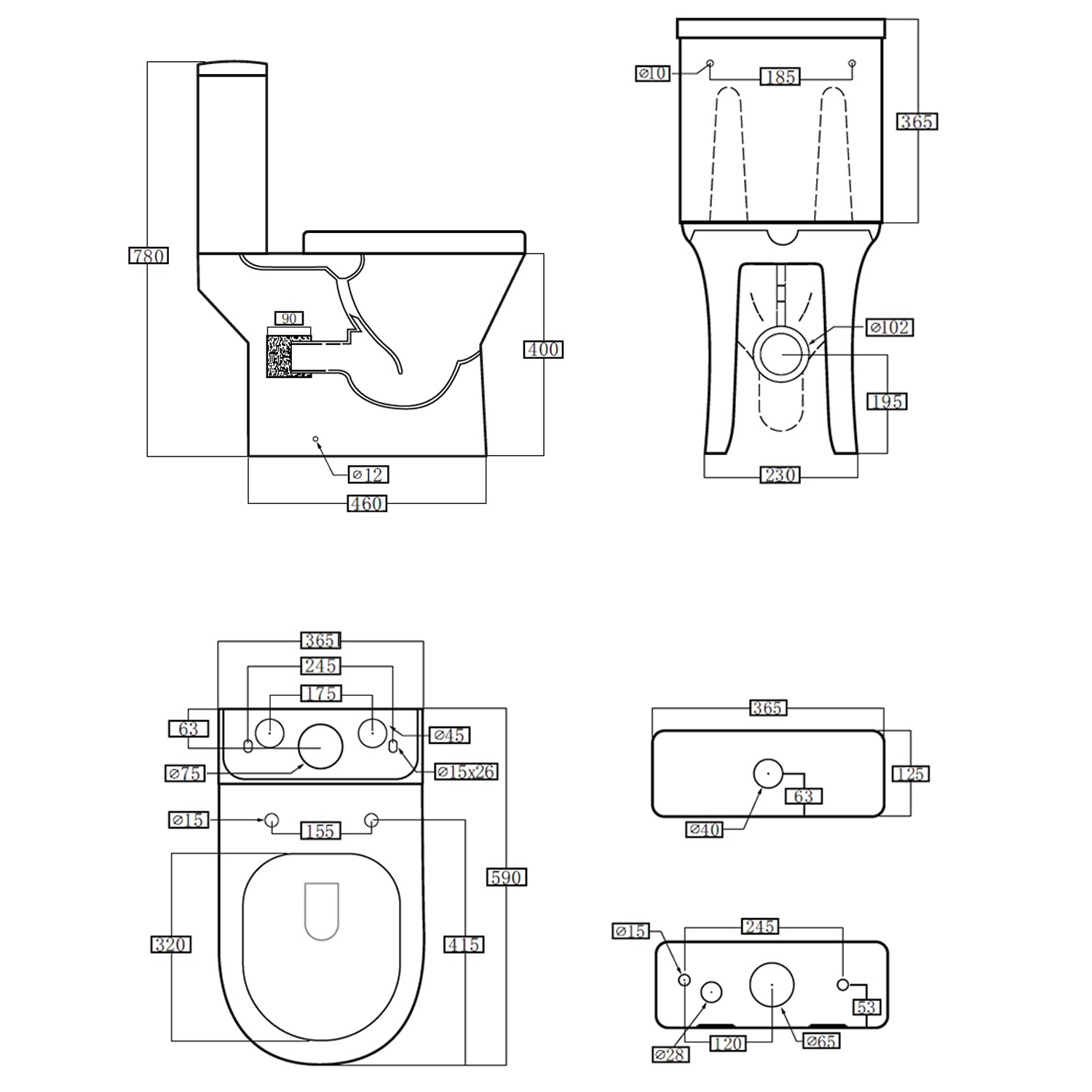 Harbour Identity Close Coupled Rimless Back to Wall Toilet & Soft Close Seat