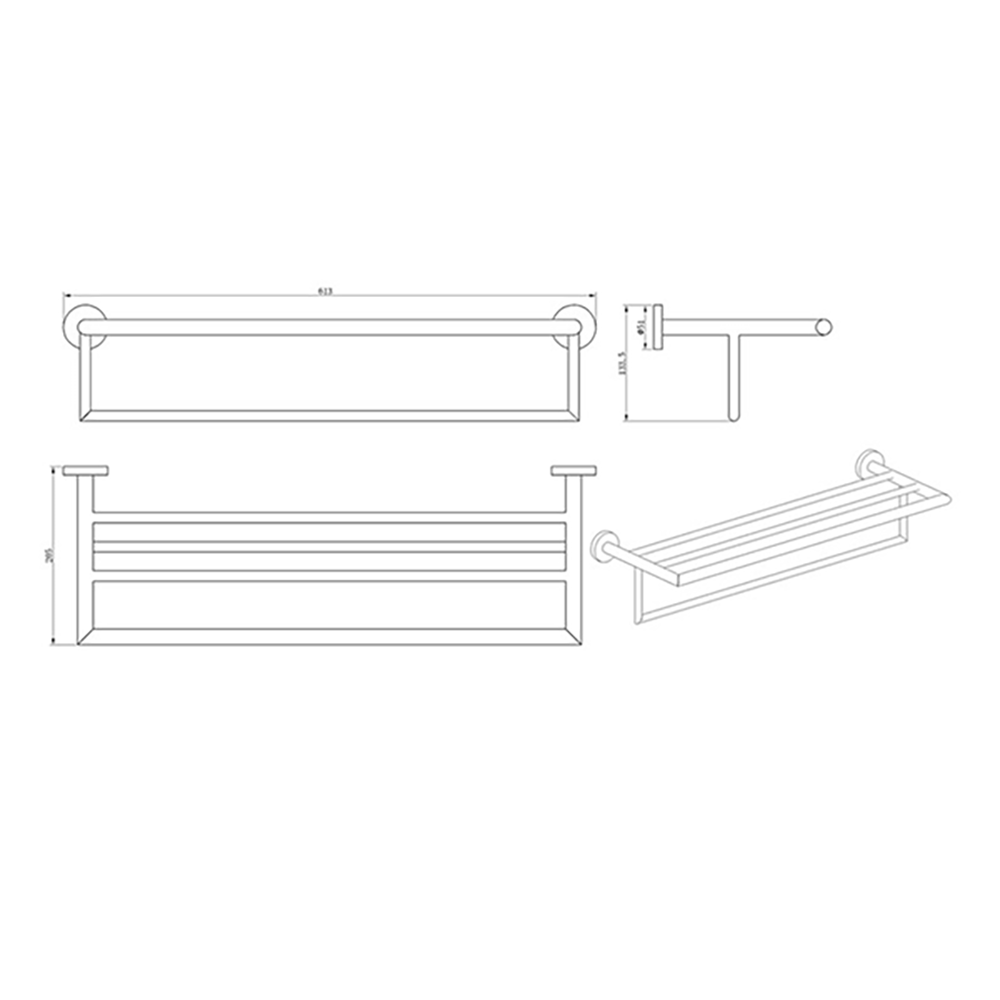 Deacon Bath Towel Shelf - 613mm
