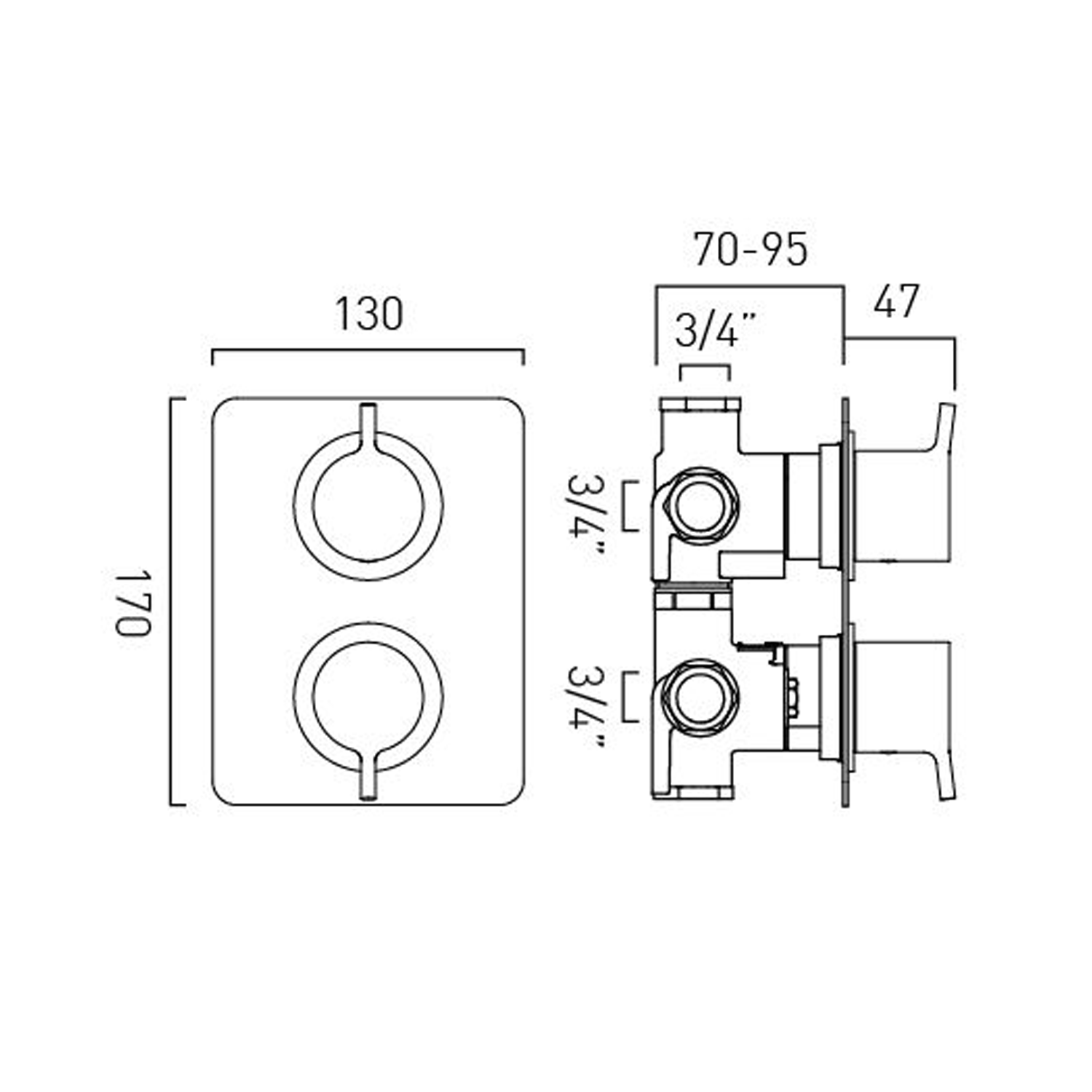 Vado Safari 3 Outlet Concealed Thermostatic Shower Valve