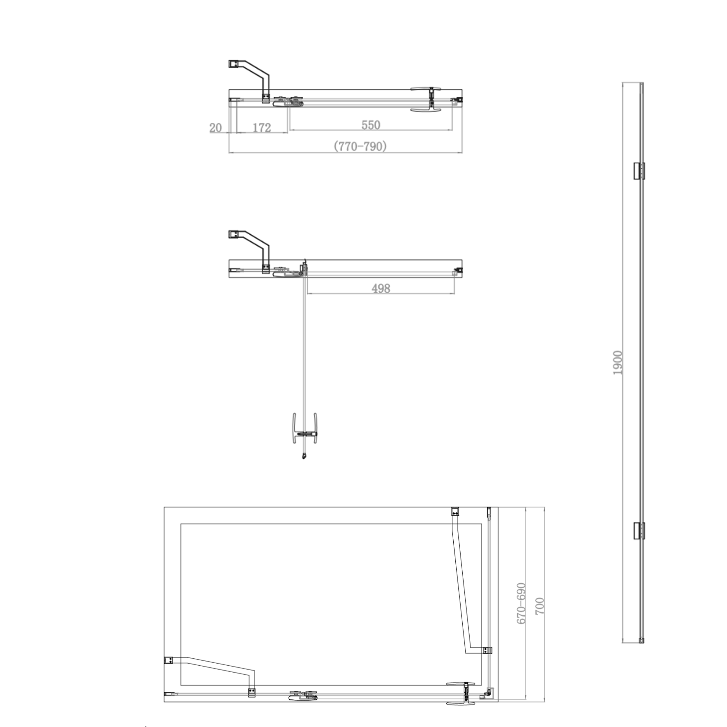 Harbour Clarity 6mm Frameless Brushed Brass Hinged Shower Door with Inline Panel and Optional Side Panel