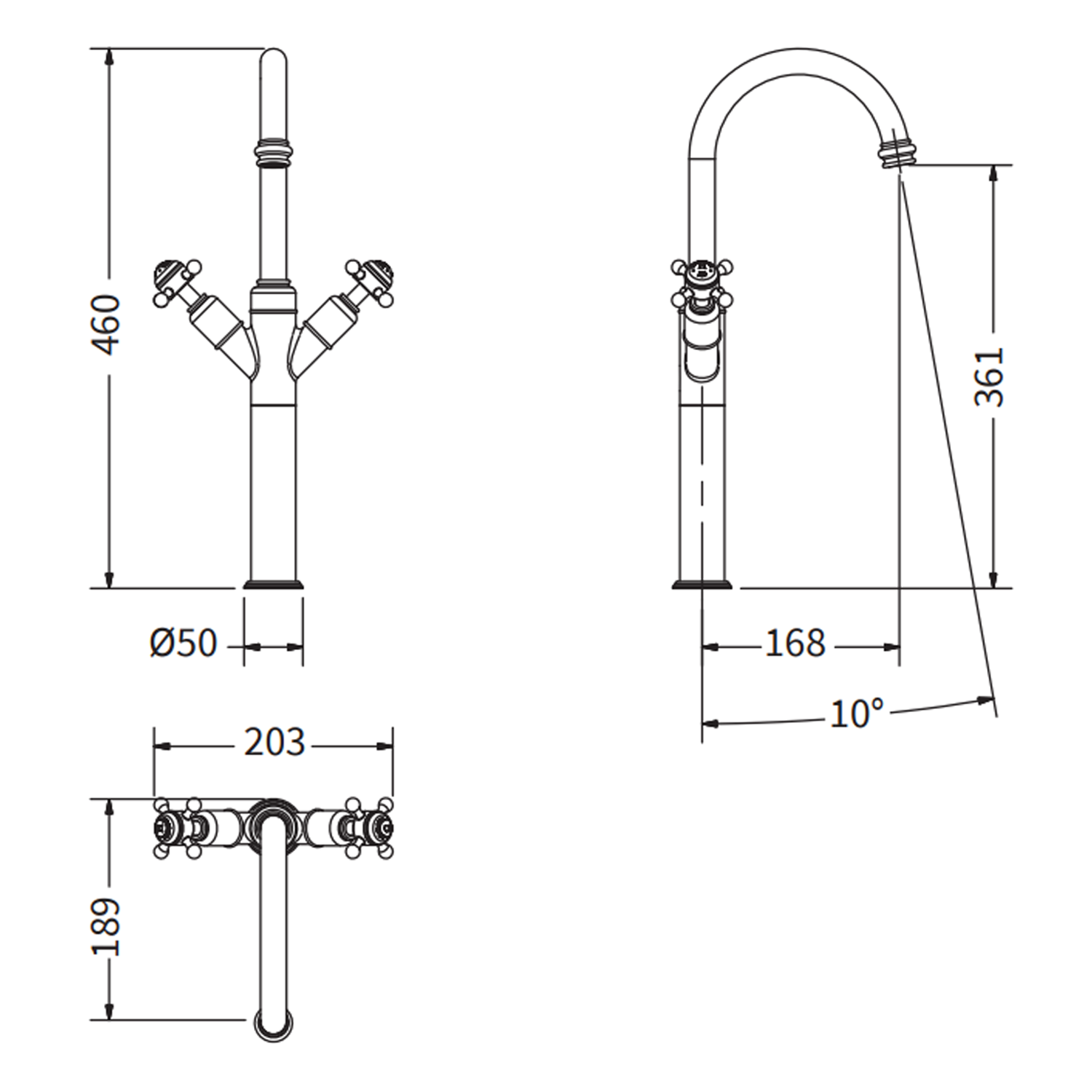 Crosswater Belgravia Crosshead Tall Basin Mixer Tap