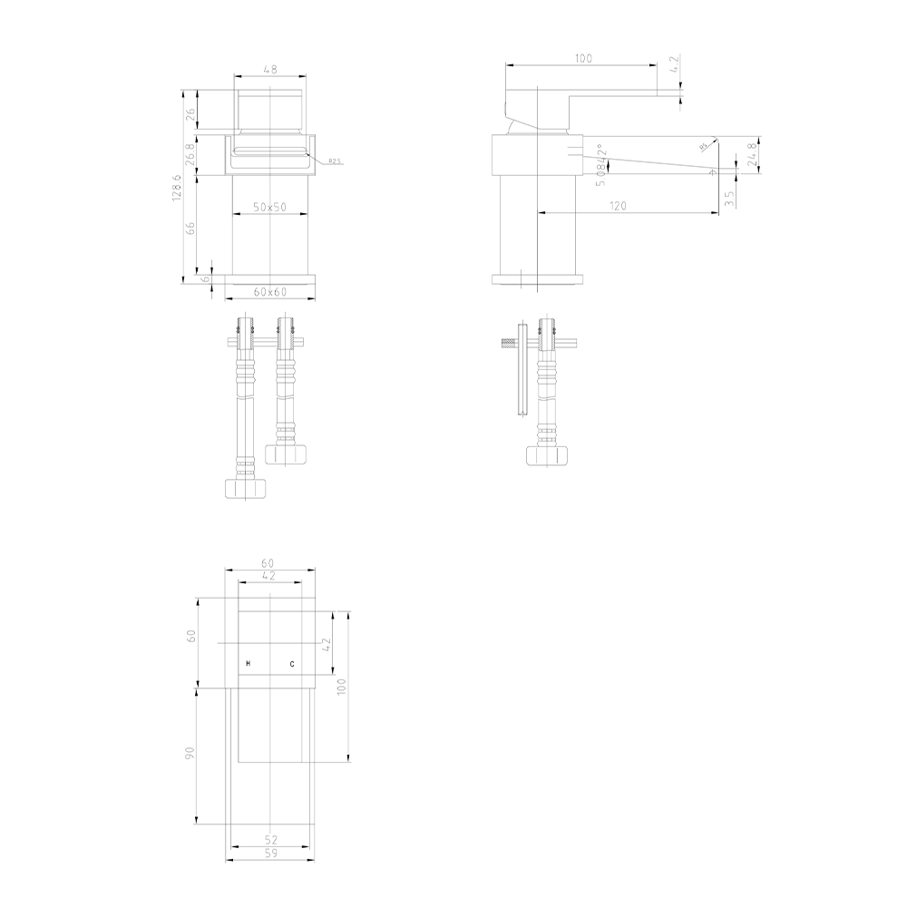 Vellamo Maya Waterfall Basin Mixer Tap with Clicker Waste