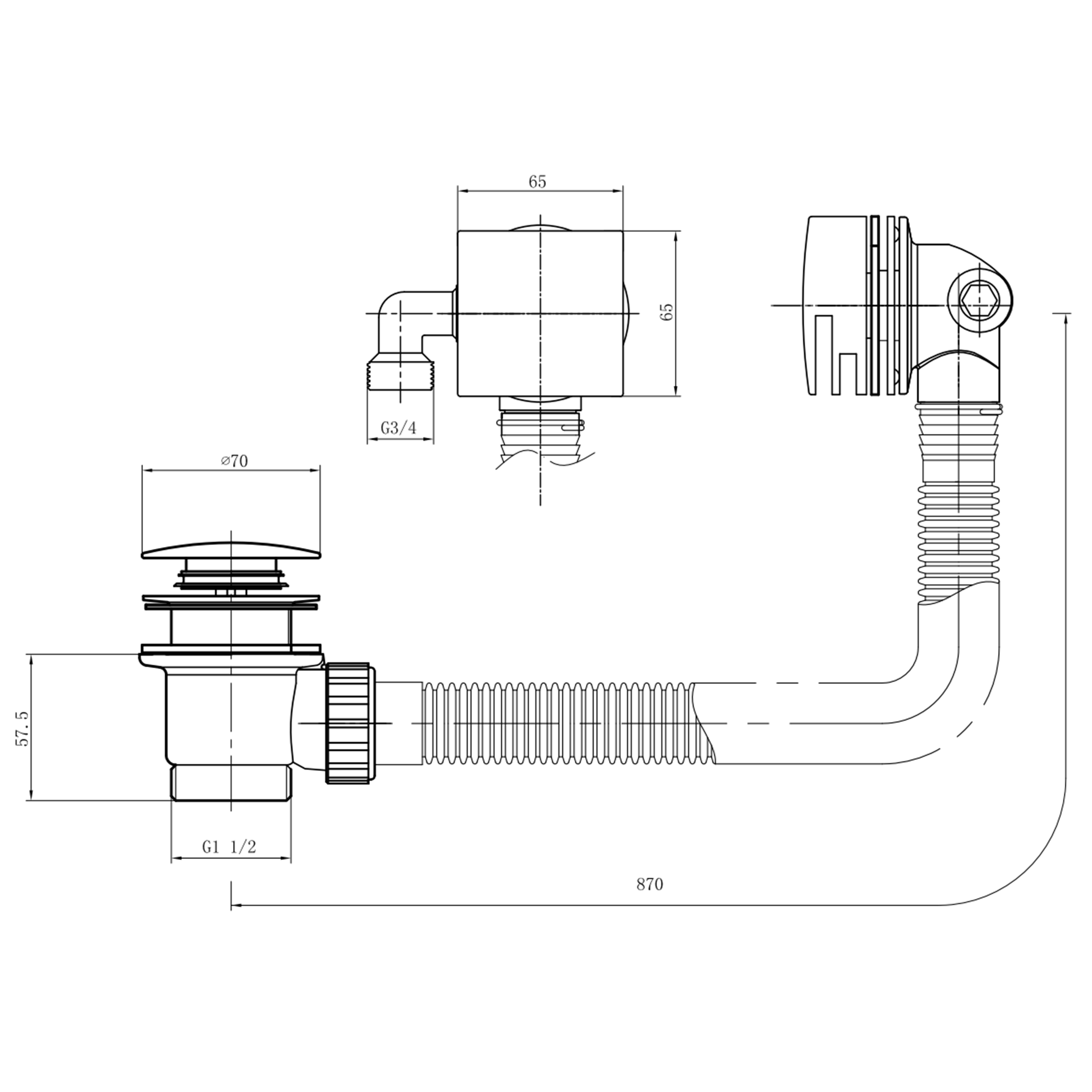 Harbour Status Square Overflow Bath Filler - Brushed Brass