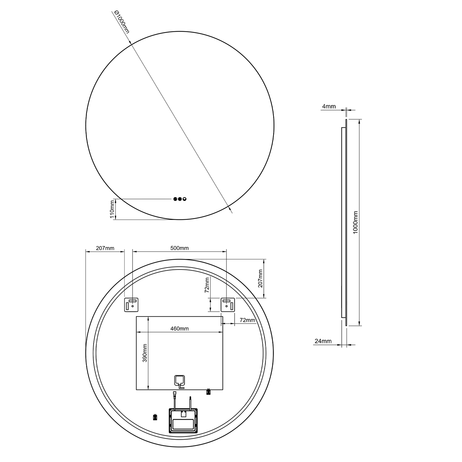 Origins Living Claris Round LED Illuminated Mirror with Demister Pad & Colour Change Lights