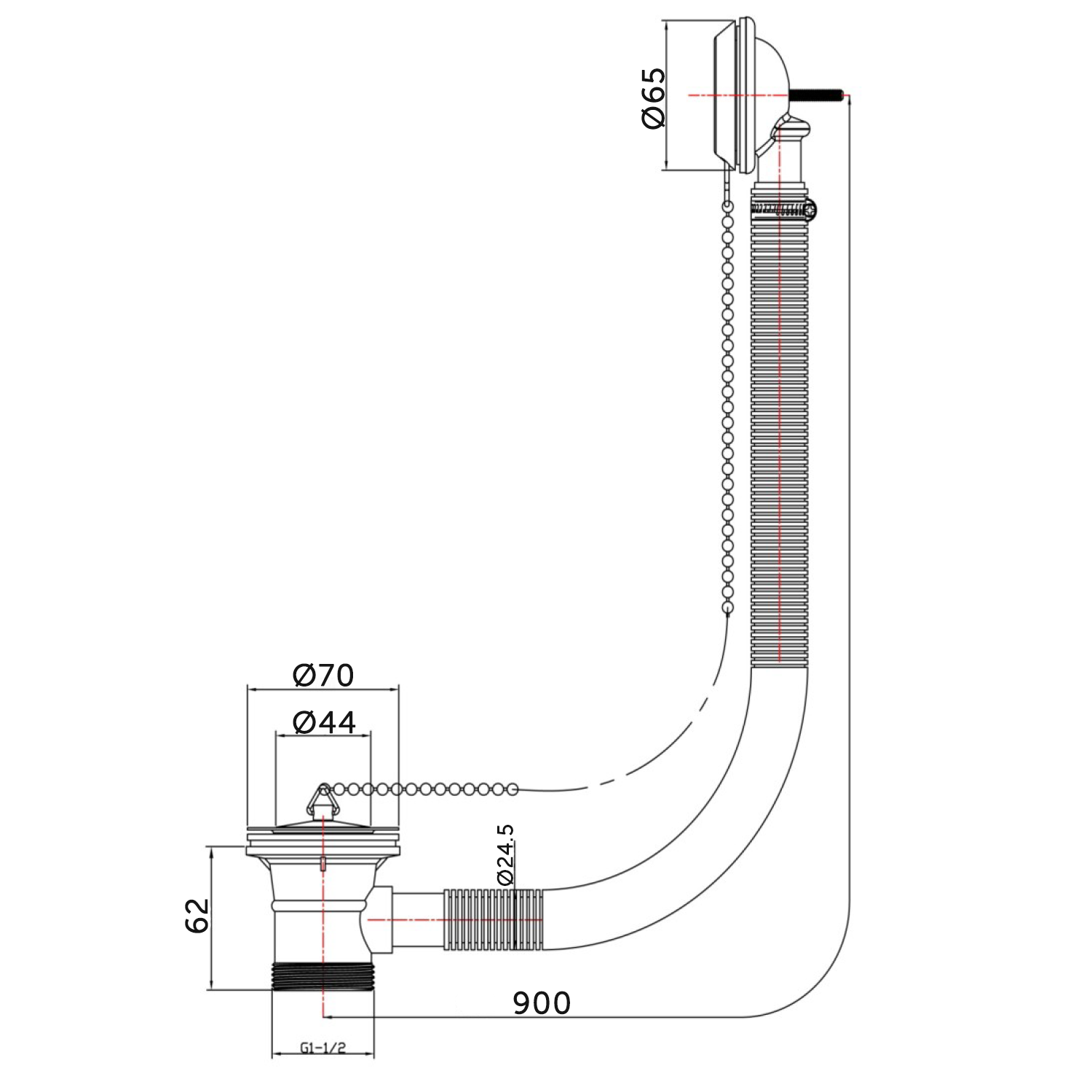 Vellamo Plug & Chain Bath Waste