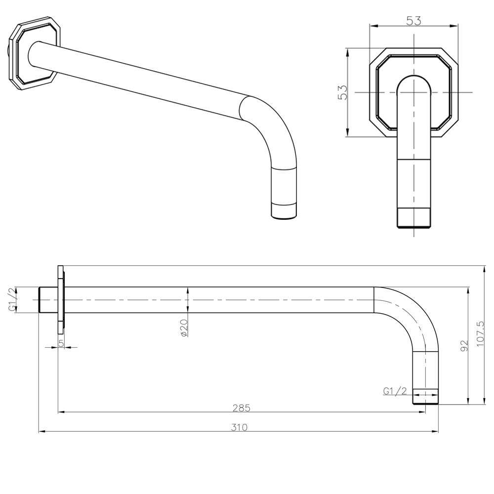 Crosswater Traditional 310mm Shower Arm