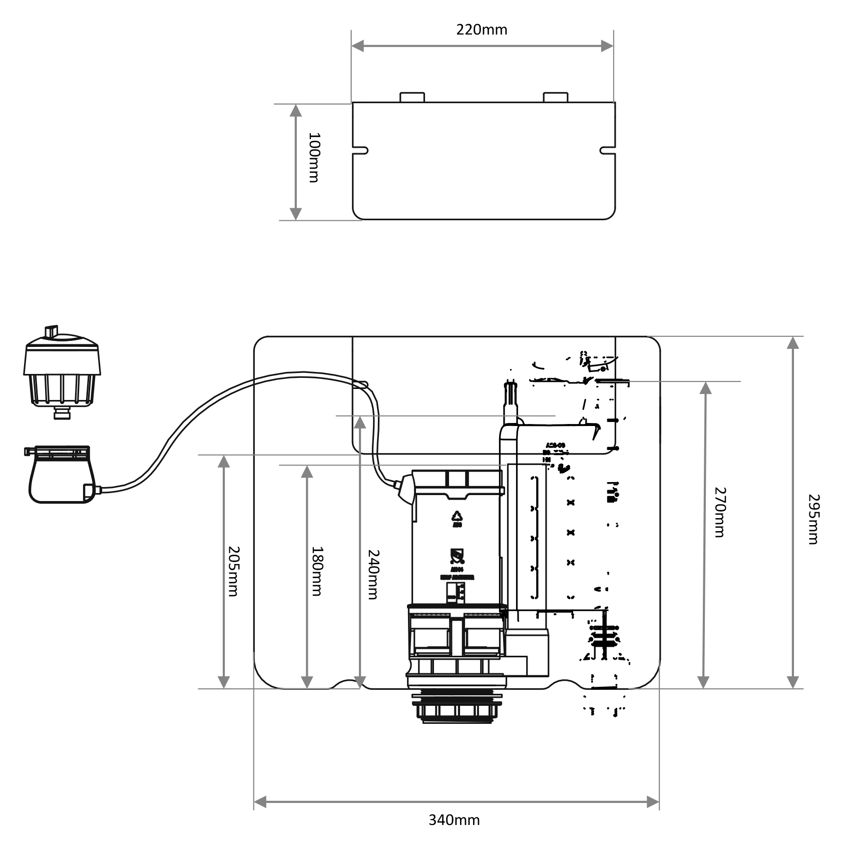 Drench Dual Flush Concealed Cistern with Side Inlet & Round Button