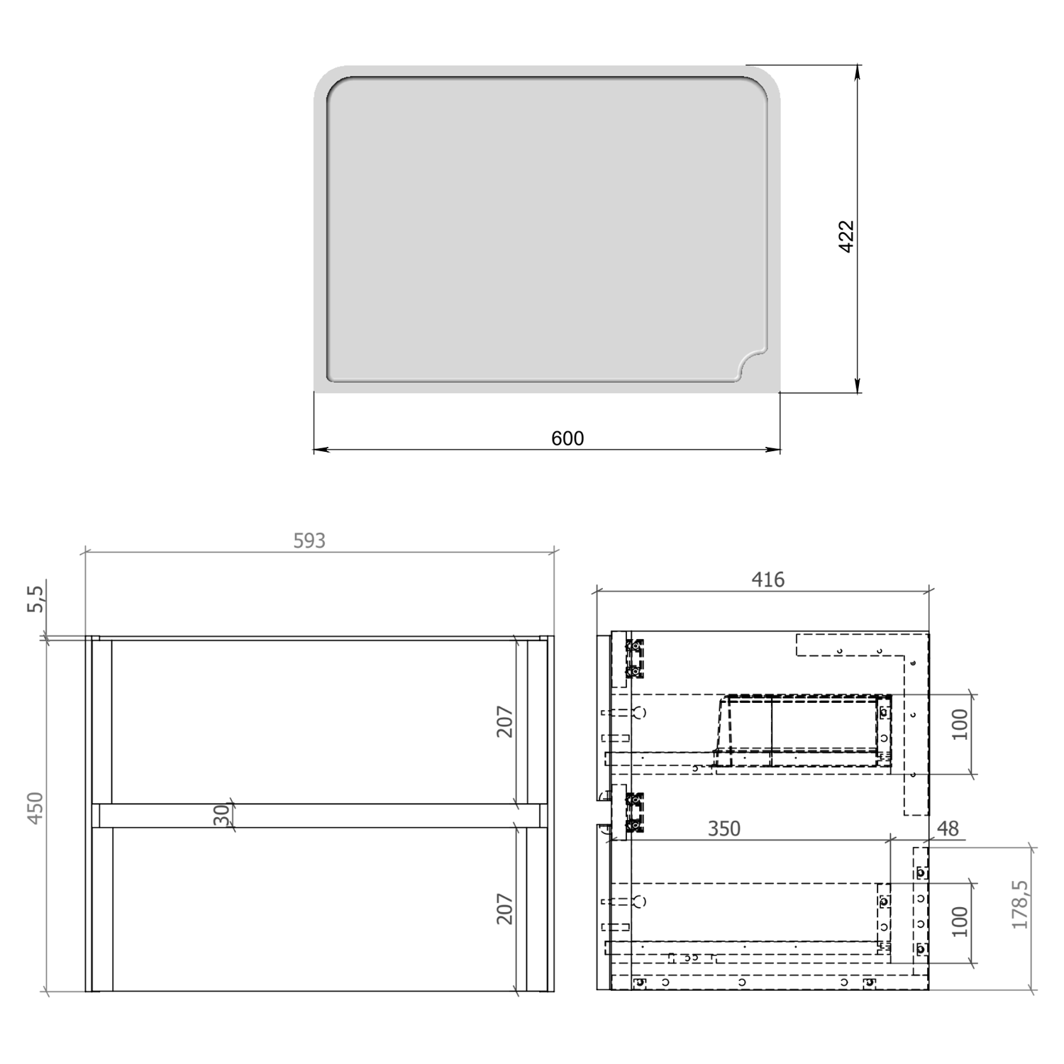 Drench Origin 600mm Wall Mounted Vanity Unit & Countertop