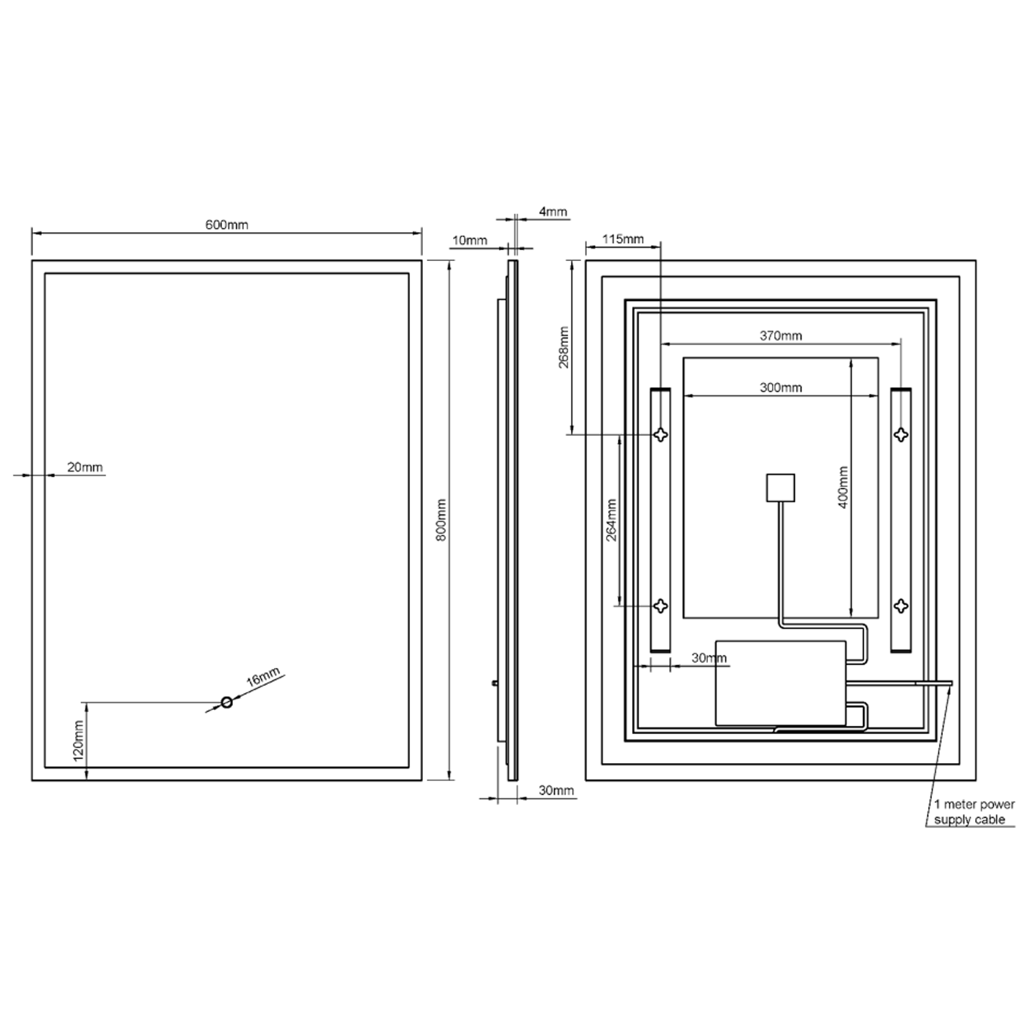 Origins Living Cleo Rectangular LED Illuminated Mirror with Demister Pad - 600 x 800mm