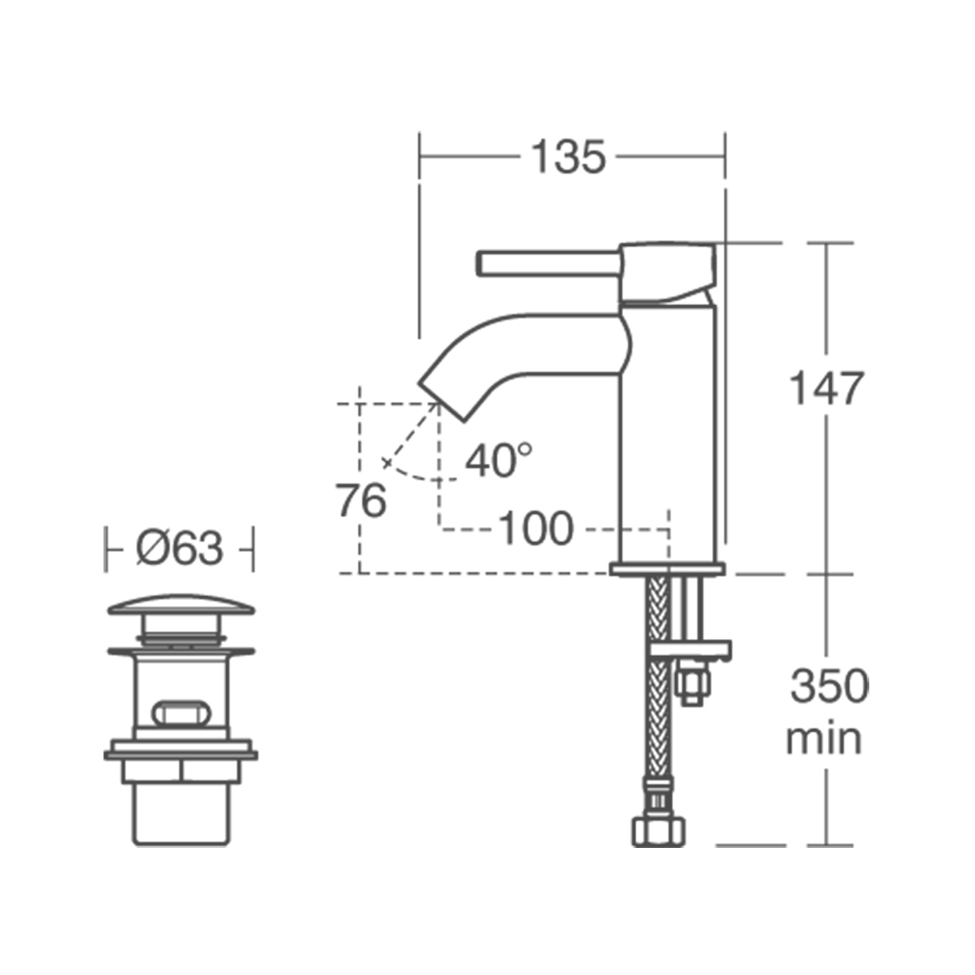 Ideal Standard Ceraline Mono Basin Mixer with Clicker Waste