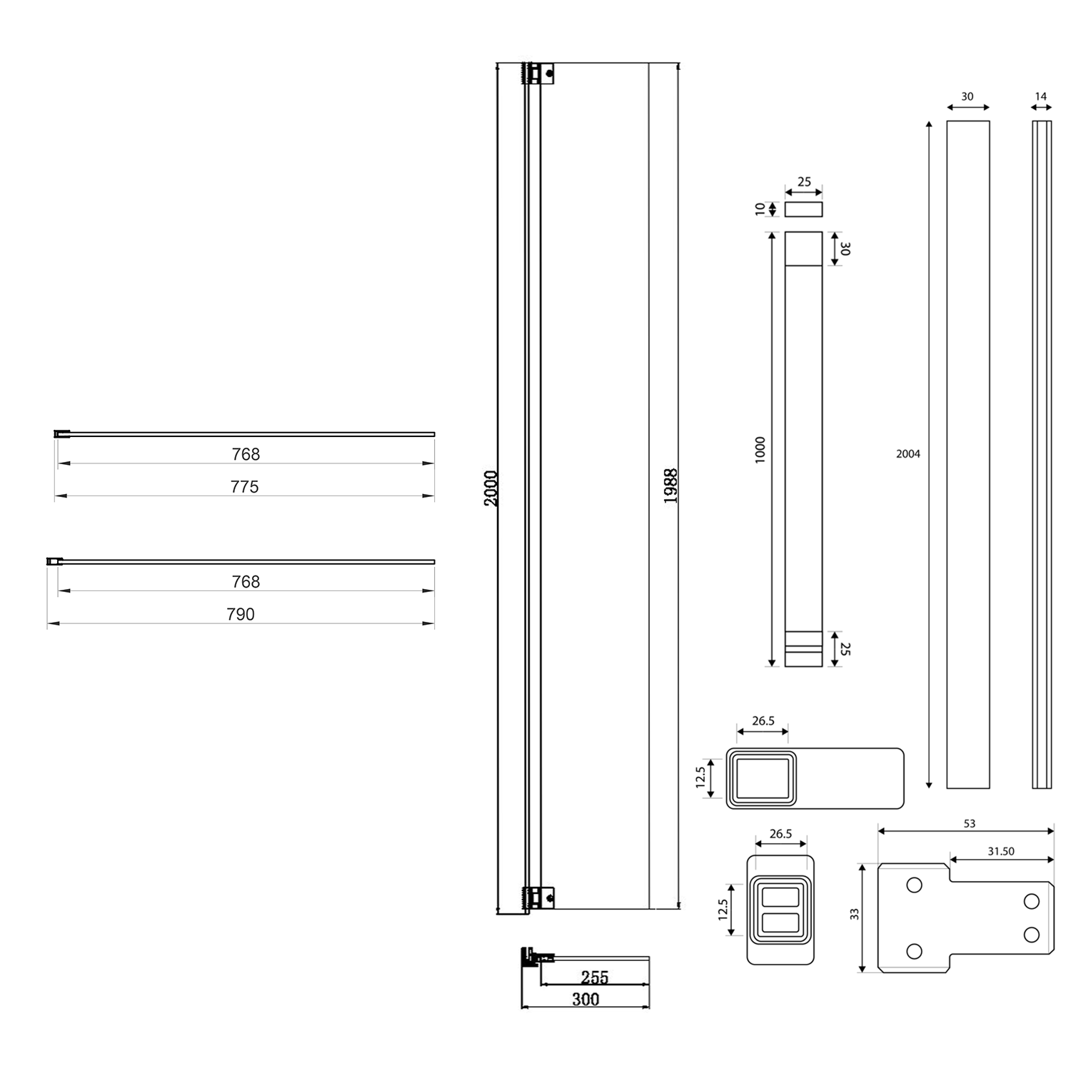 Harbour i8 Brushed Nickel Easy Clean 8mm Walk In Shower Panel & Flipper Panel