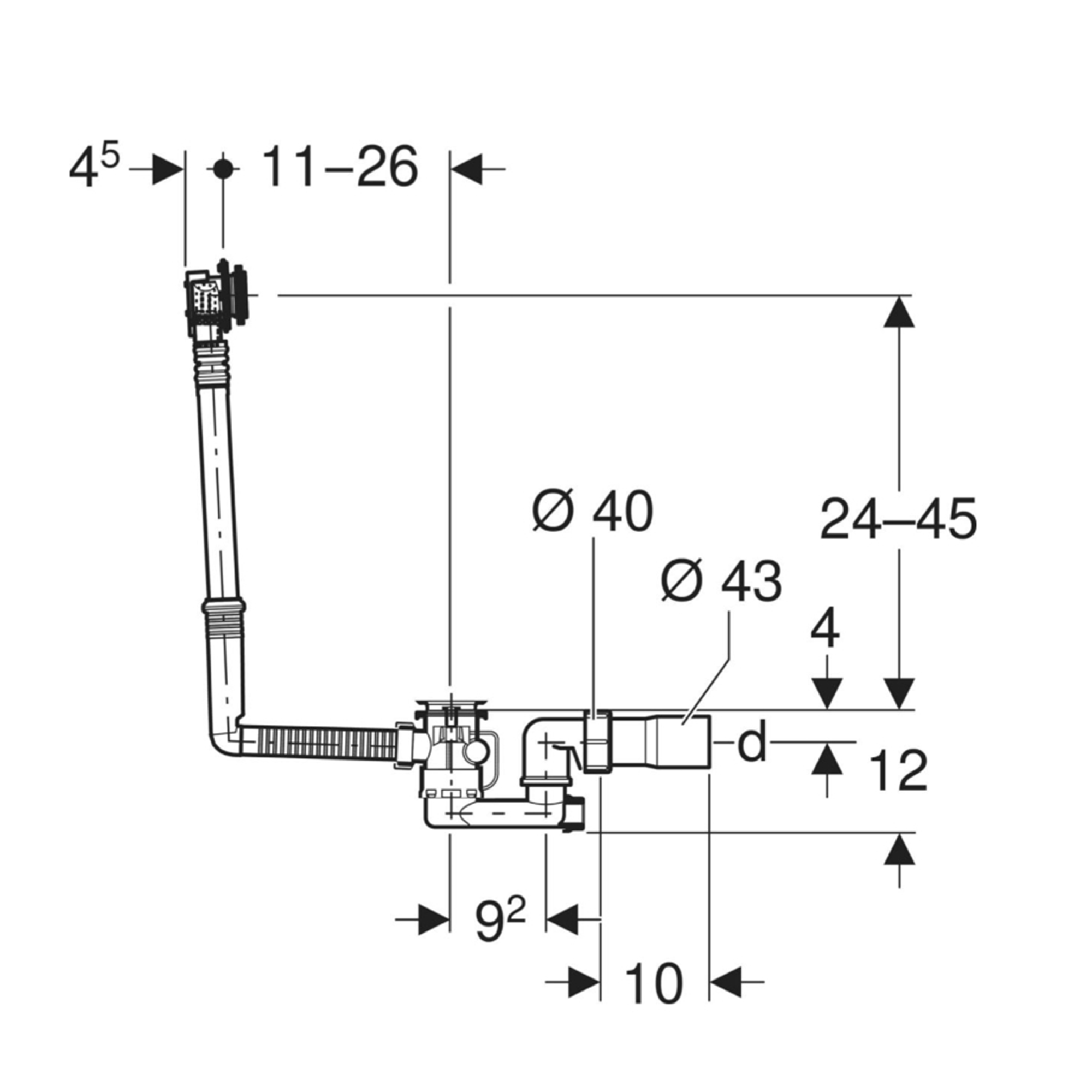 Geberit Chrome Overflow Bath Filler & Pop-up Waste