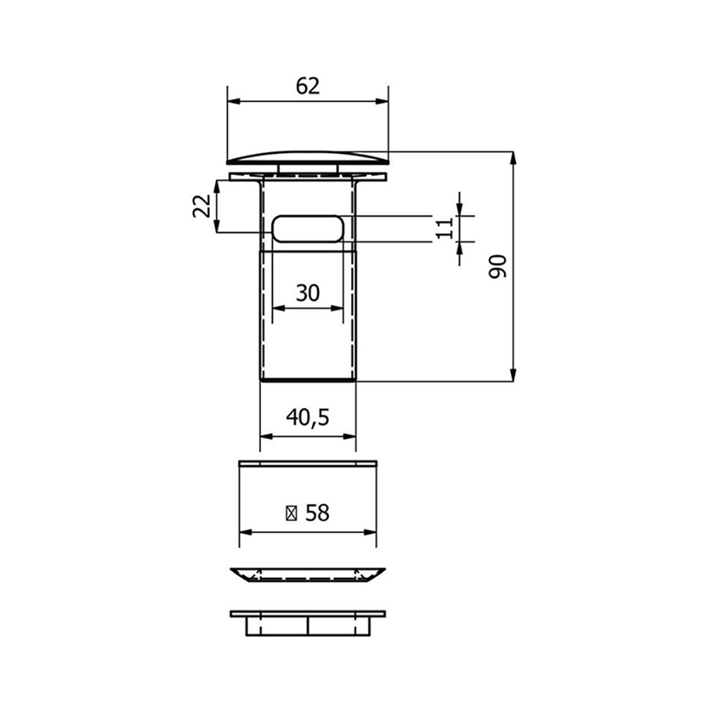 Vellamo Basin Click Waste (For Basins With Overflow Hole)