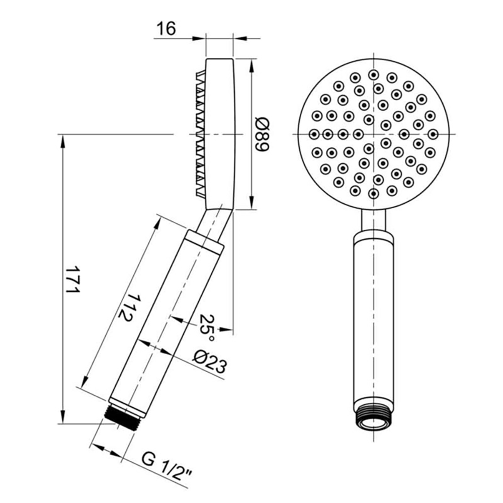 Inox Brushed Stainless Steel Round Shower Handle