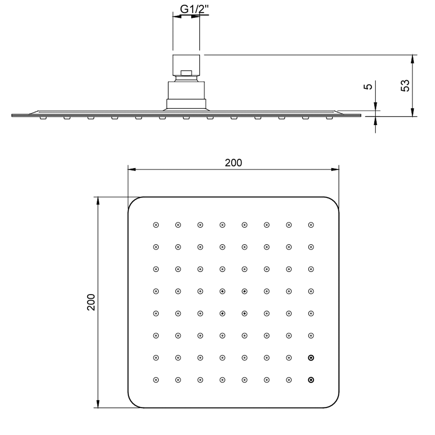 Villeroy & Boch Universal Stainless Steel Square Shower Head