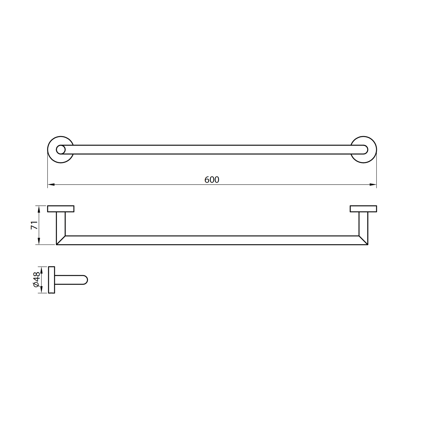 Vellamo Reveal Single Towel Rail