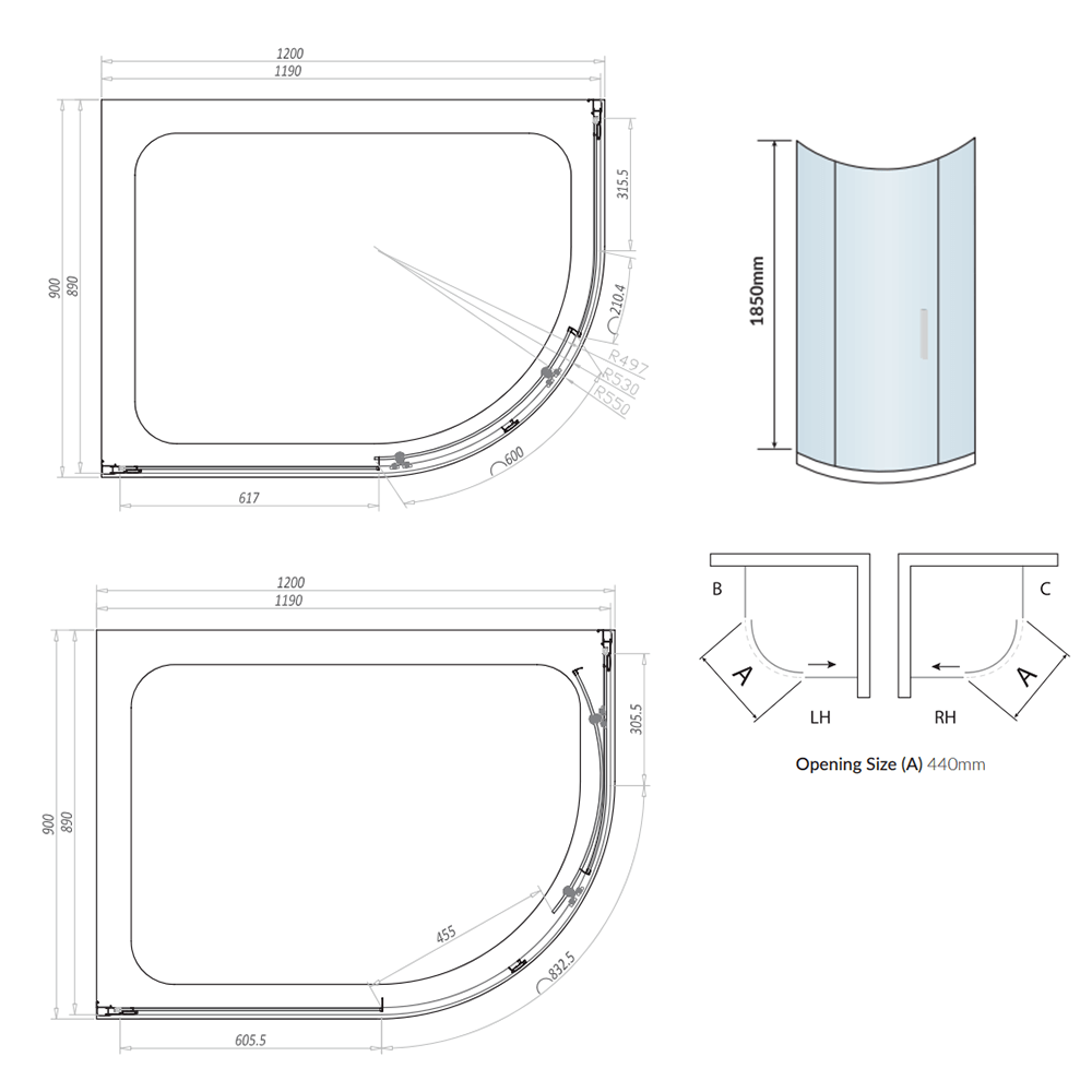 Harbour i6 Easy Clean 6mm 1-Door Quadrant Shower Enclosure