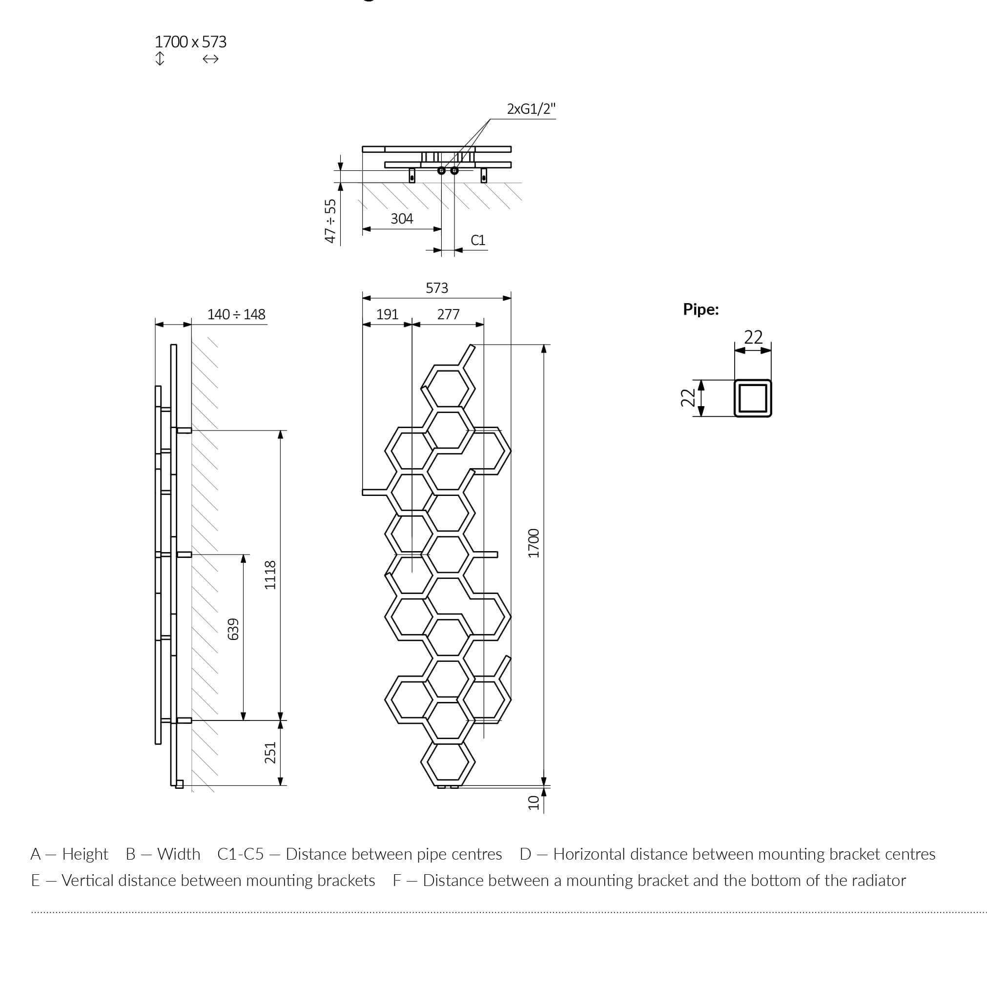 Terma Hex Steel Designer Vertical Radiator