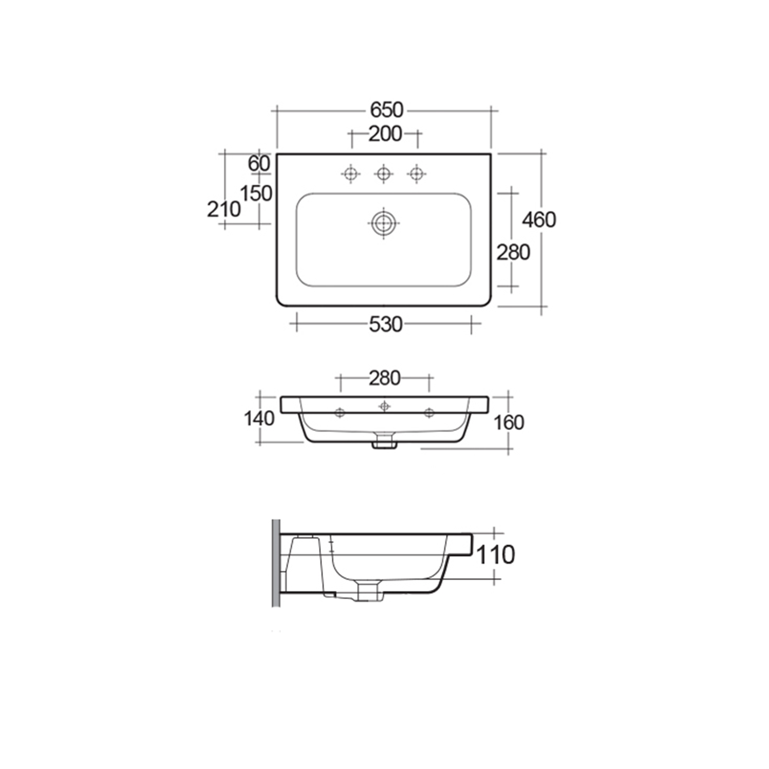 RAK Resort 1 Tap Hole Wall Hung Basin