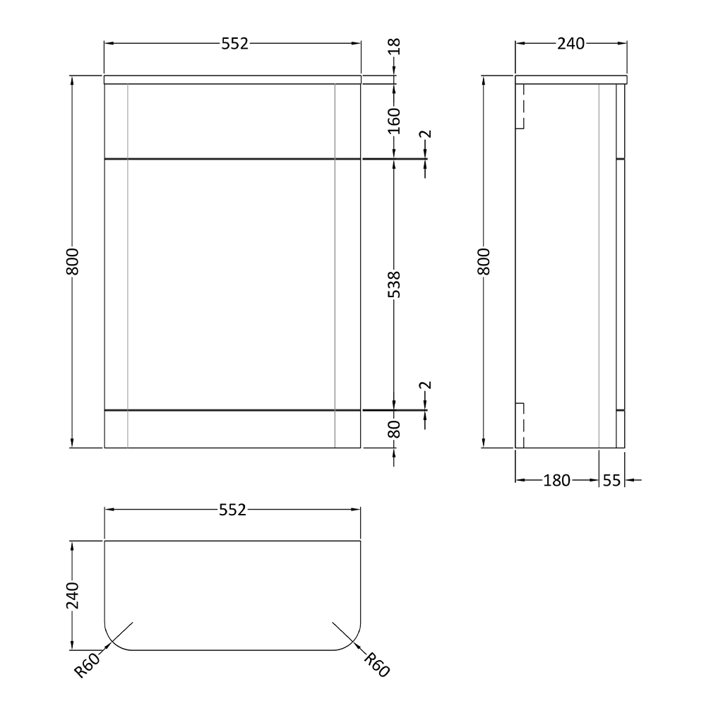 Harbour Grace 550mm Back to Wall Toilet Unit - White