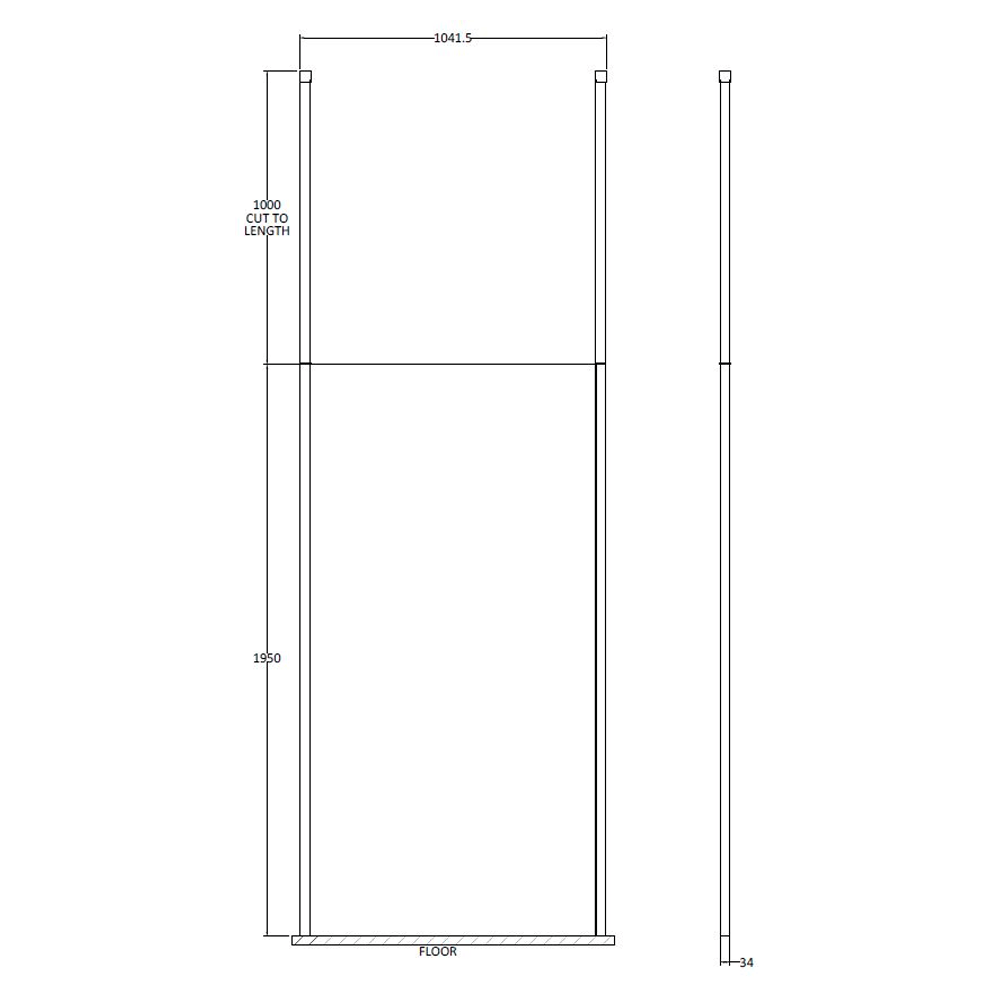 Vellamo City 8mm Matt Black Easy Clean Walk In Panel & Two Ceiling Posts