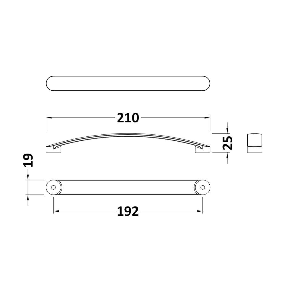Drench Curved D Bar Furniture Handle - 192mm Centres