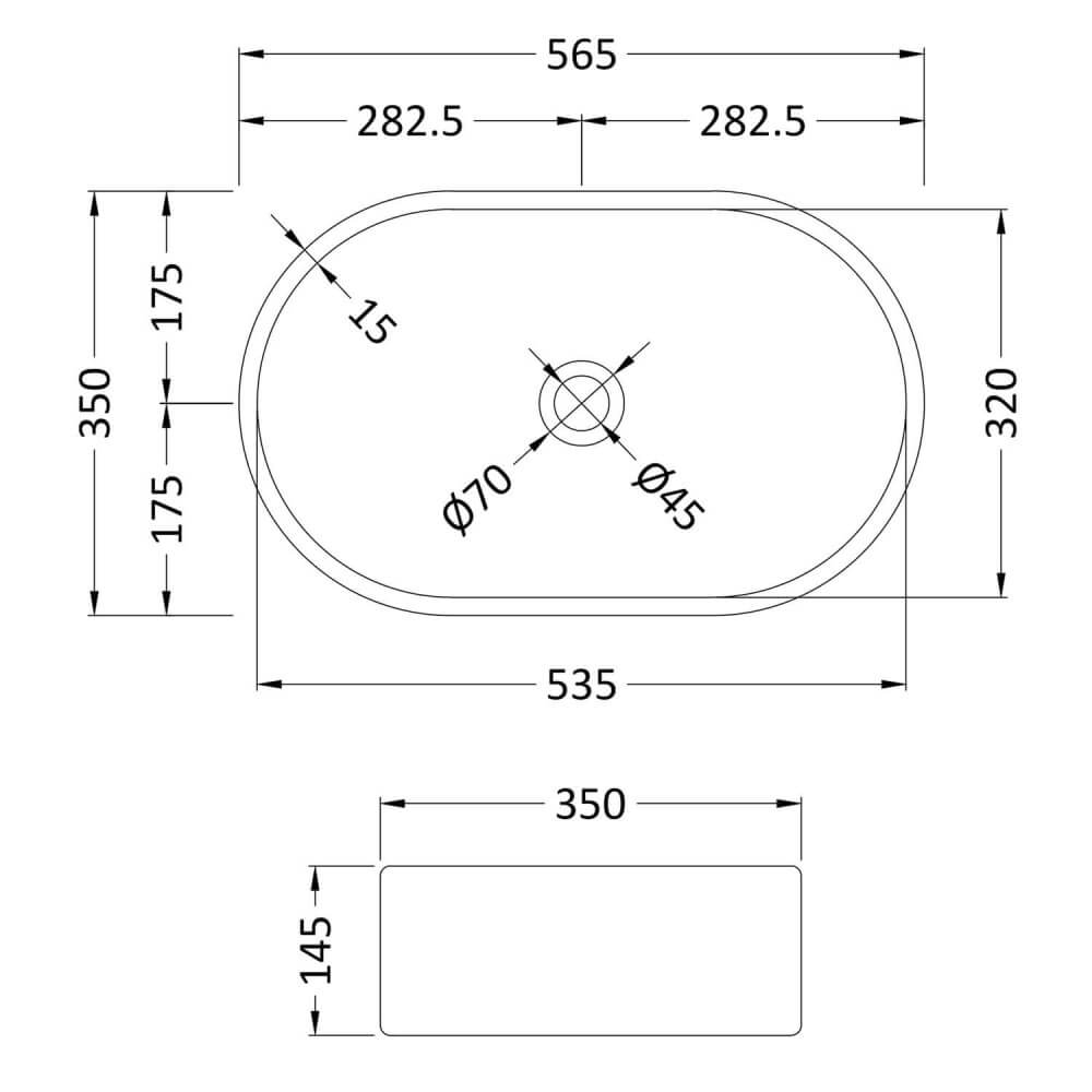 Hudson Reed 565mm Rounded Countertop Basin