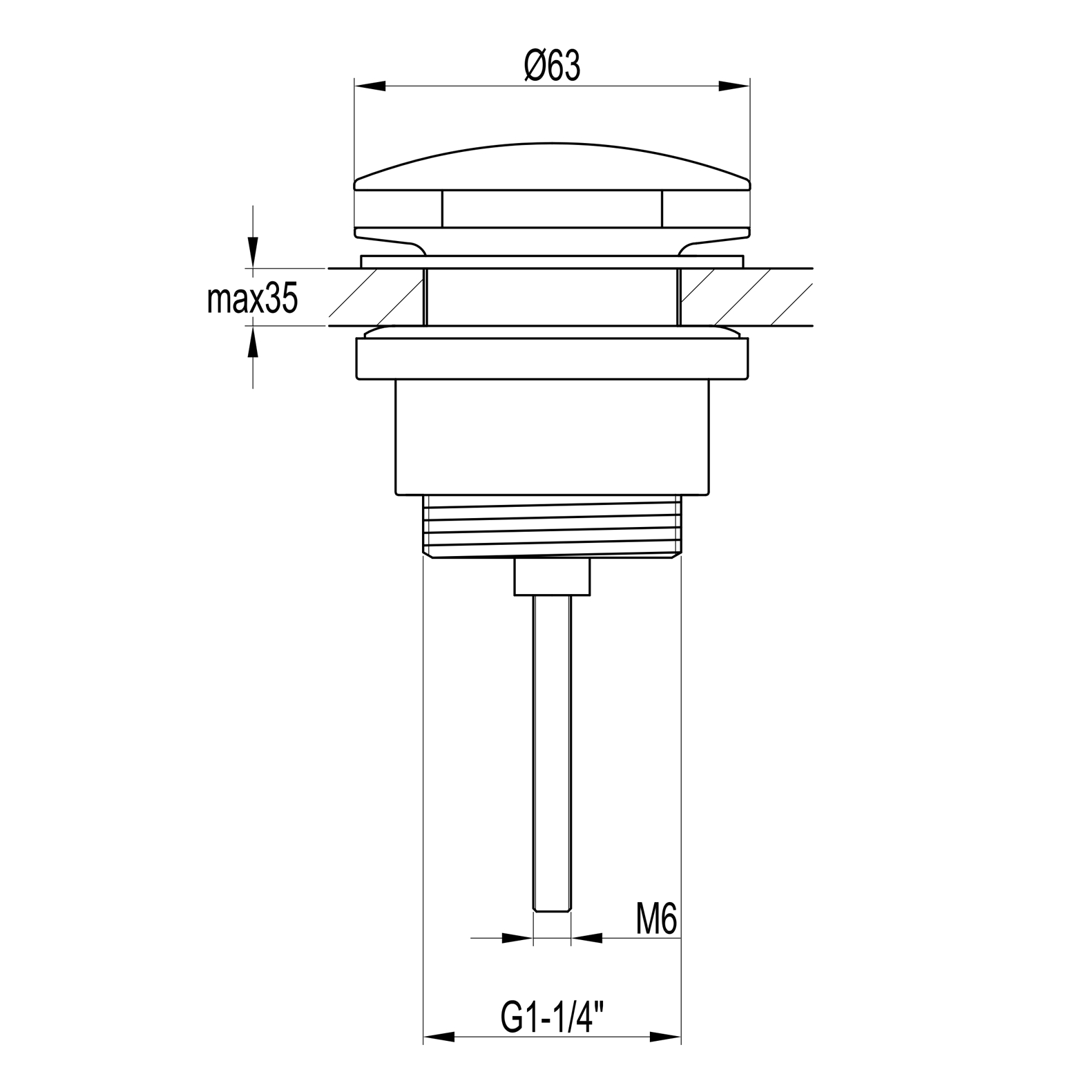 VOS Universal Basin Click Clack Waste - Brushed Brass