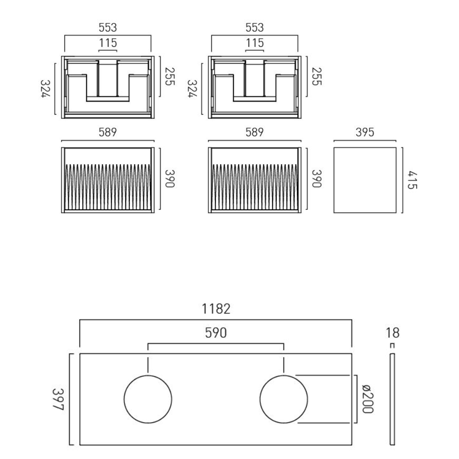 Vado Safari 1200mm Fluted Wall Hung Vanity Unit & Worktop