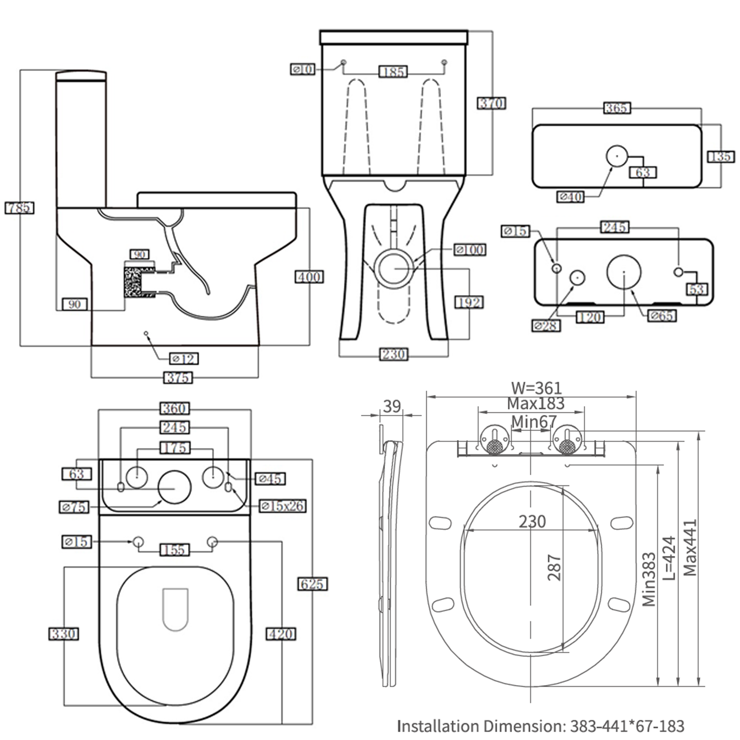 Lorraine Rimless Close Coupled Compact Toilet & Soft Close Seat