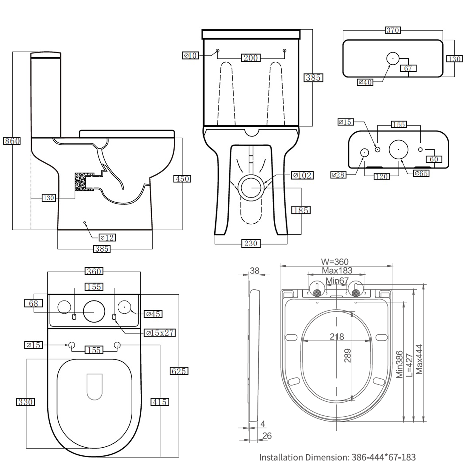 Anderson Rimless Comfort Height Close Coupled Toilet & Soft Close Seat