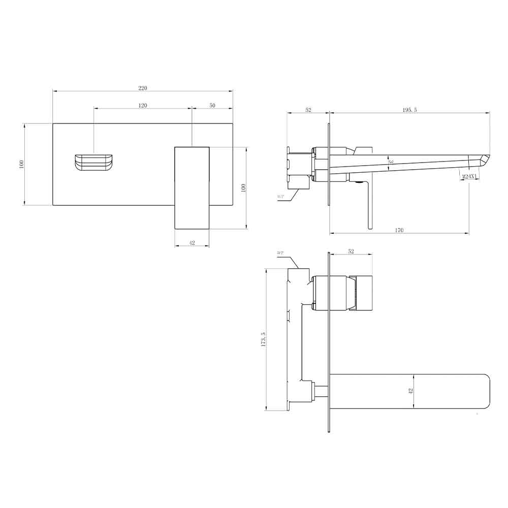 Harbour Status Matt Black Wall Mounted Basin Mixer Tap