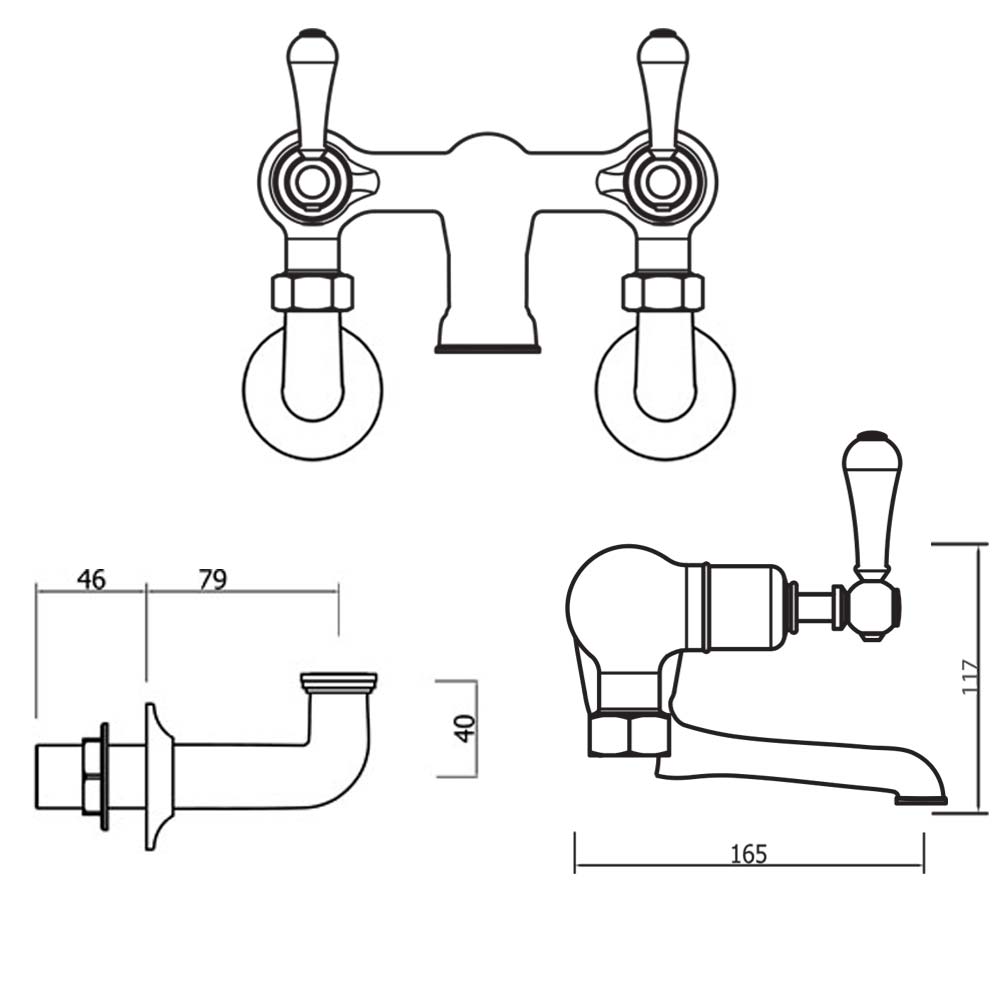Crosswater Belgravia Lever Wall Mounted Bath Filler Tap