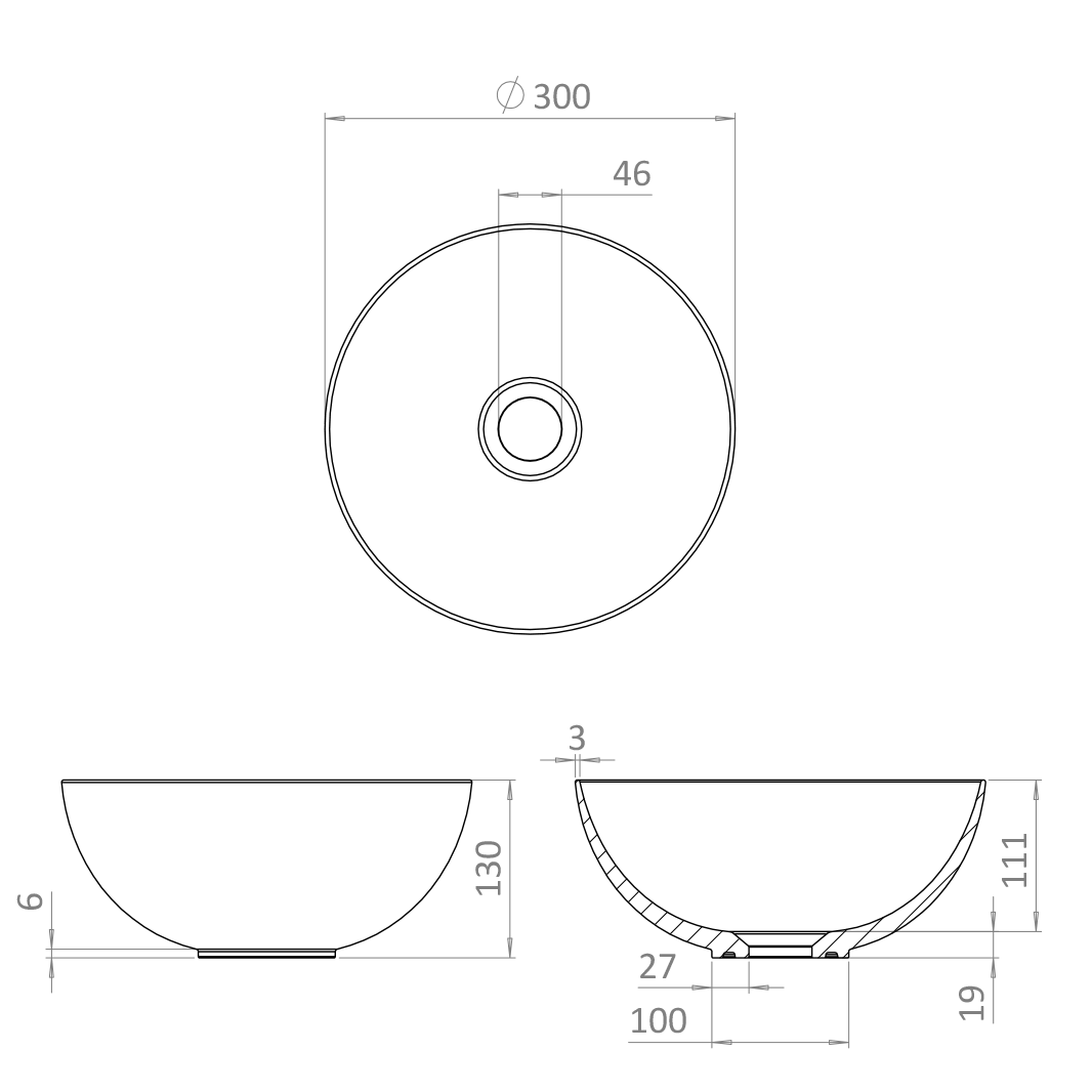 Crosswater Circus White Round Countertop Basin