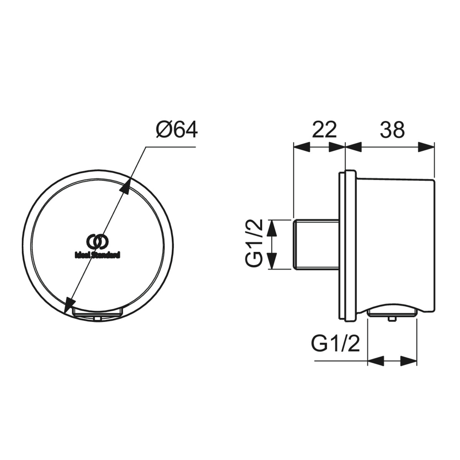 Ideal Standard Idealrain Round Shower Outlet Elbow