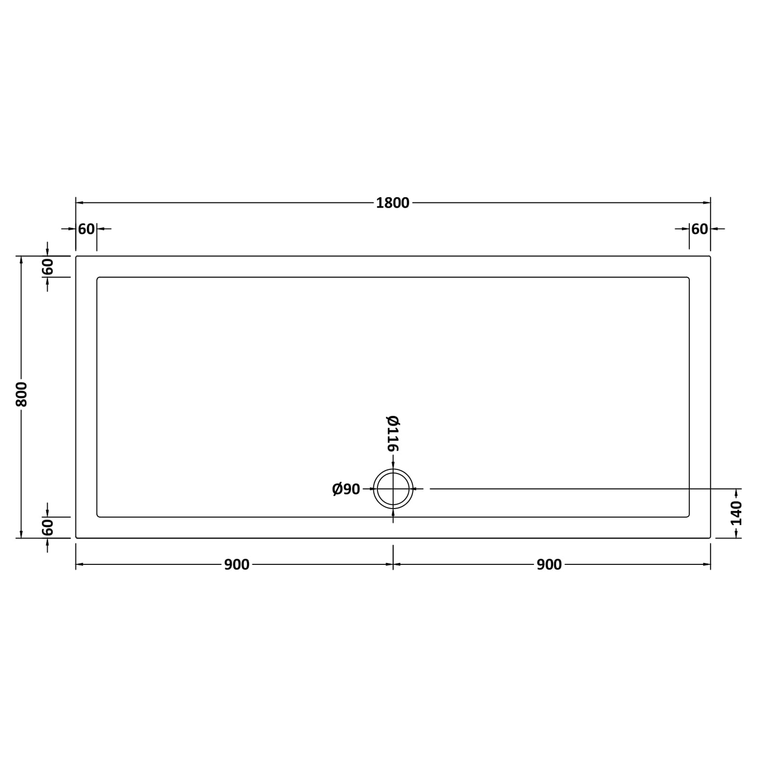 Drench MineralStone Low Profile Rectangular Shower Tray