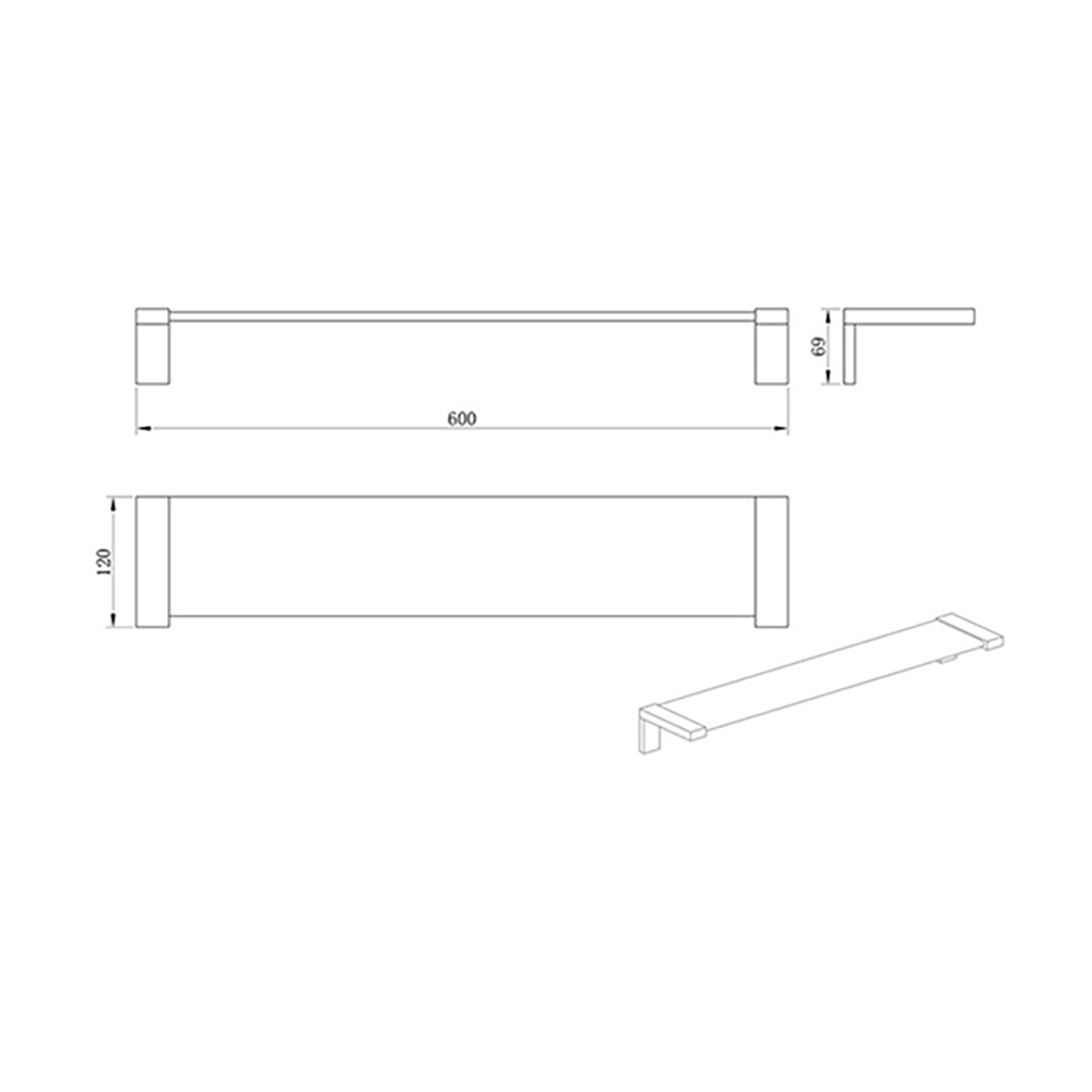 Jeremy Glass Shelf - 600mm