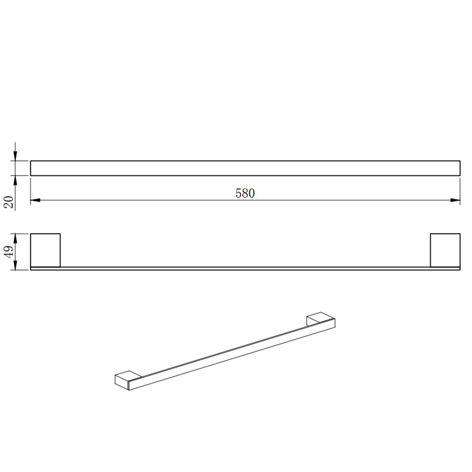 Harbour Status Matt Black Single Towel Rail