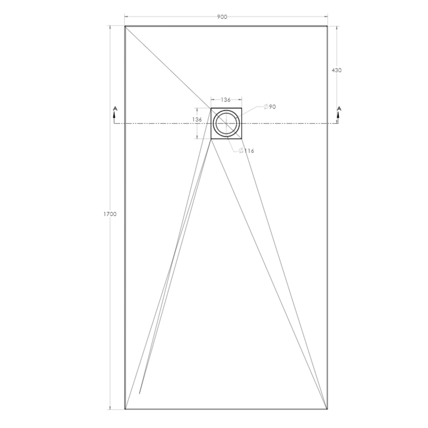 Drench Naturals Black Thin Slate-Effect Rectangular Shower Tray - 11 Sizes