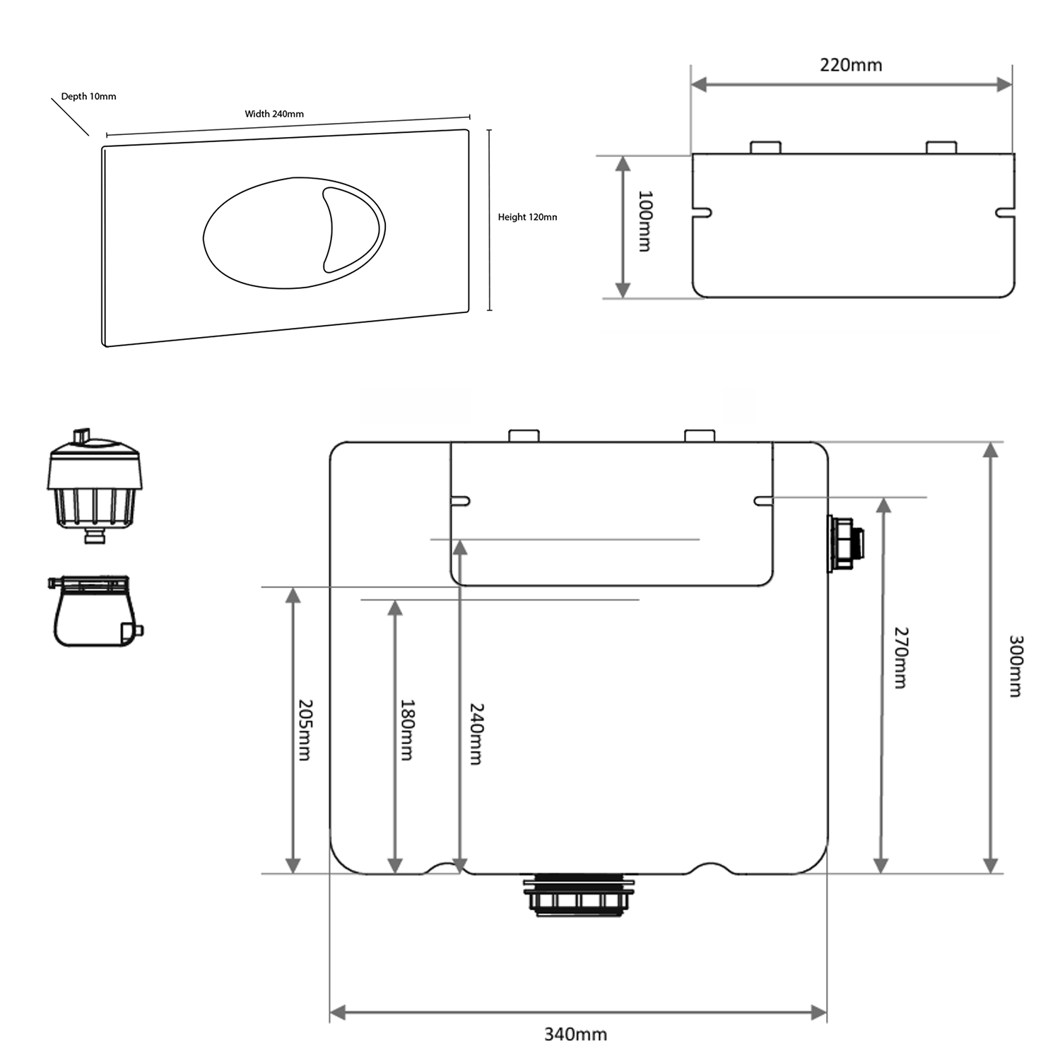 Drench Dual Flush Concealed Cistern with Dual Flush Plate