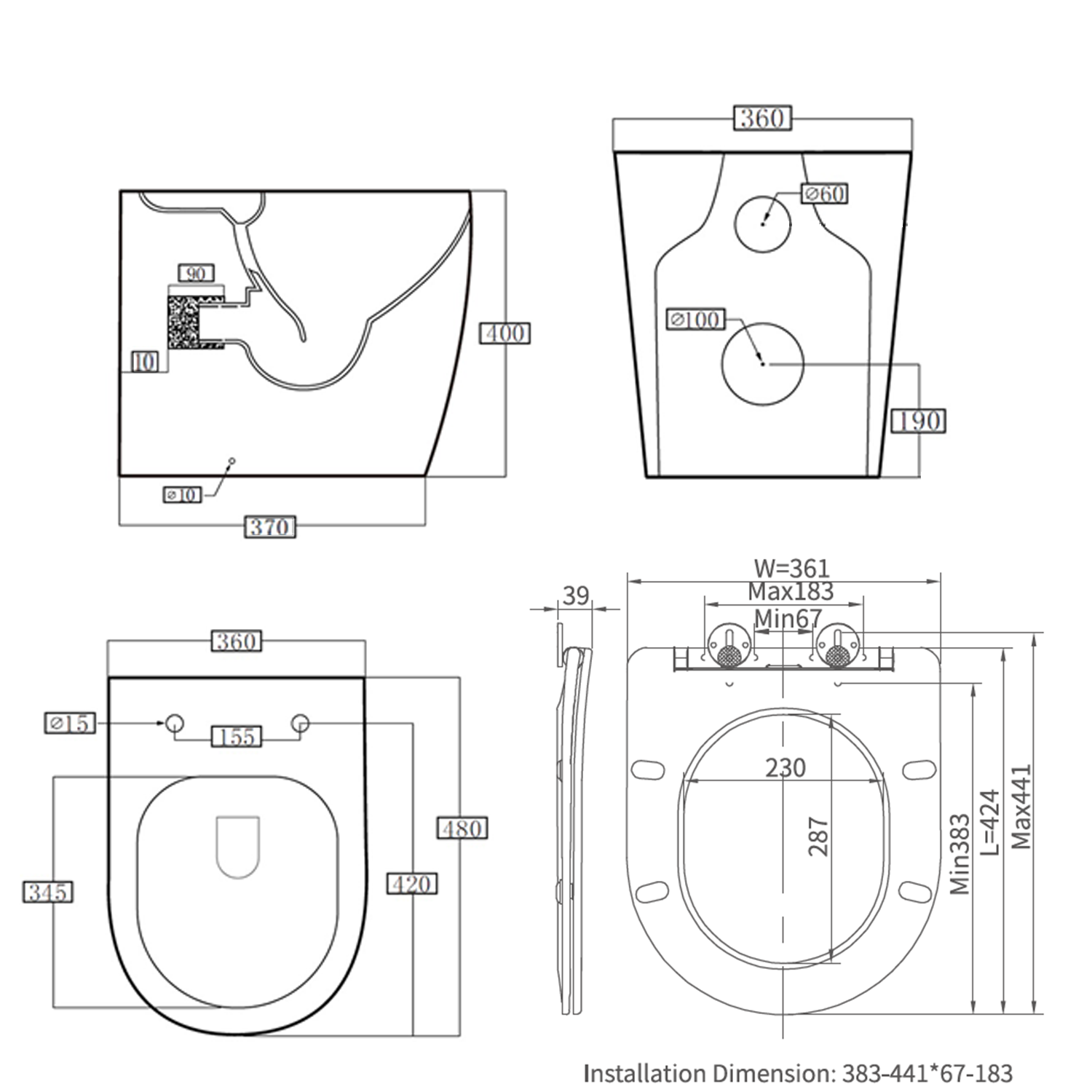Harbour Clarity Back to Wall Rimless Toilet & Soft Close Seat