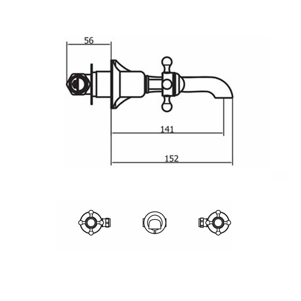 Crosswater Belgravia Crosshead Wall Mounted 3 Hole Basin Mixer Tap - Chrome