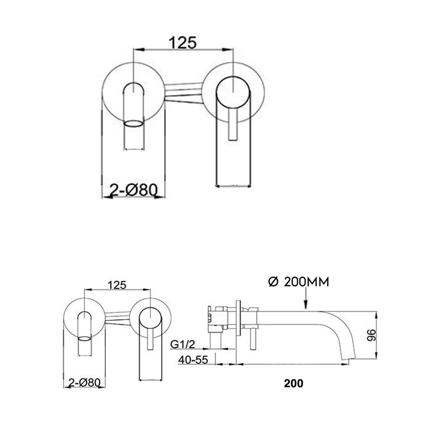 VOS Single Lever Wall Mounted Basin Mixer - Brushed Bronze