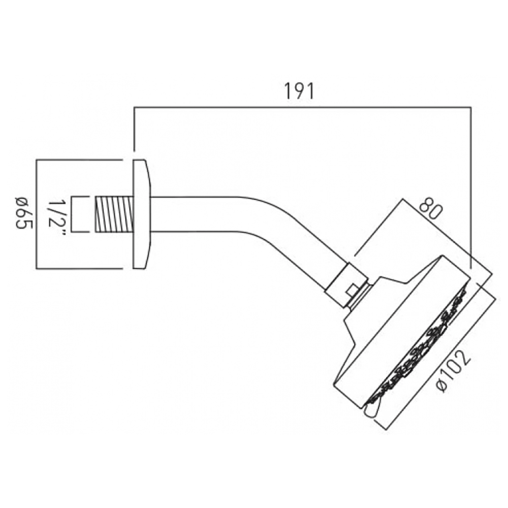 Vado Five Function Fixed Shower Head And Arm