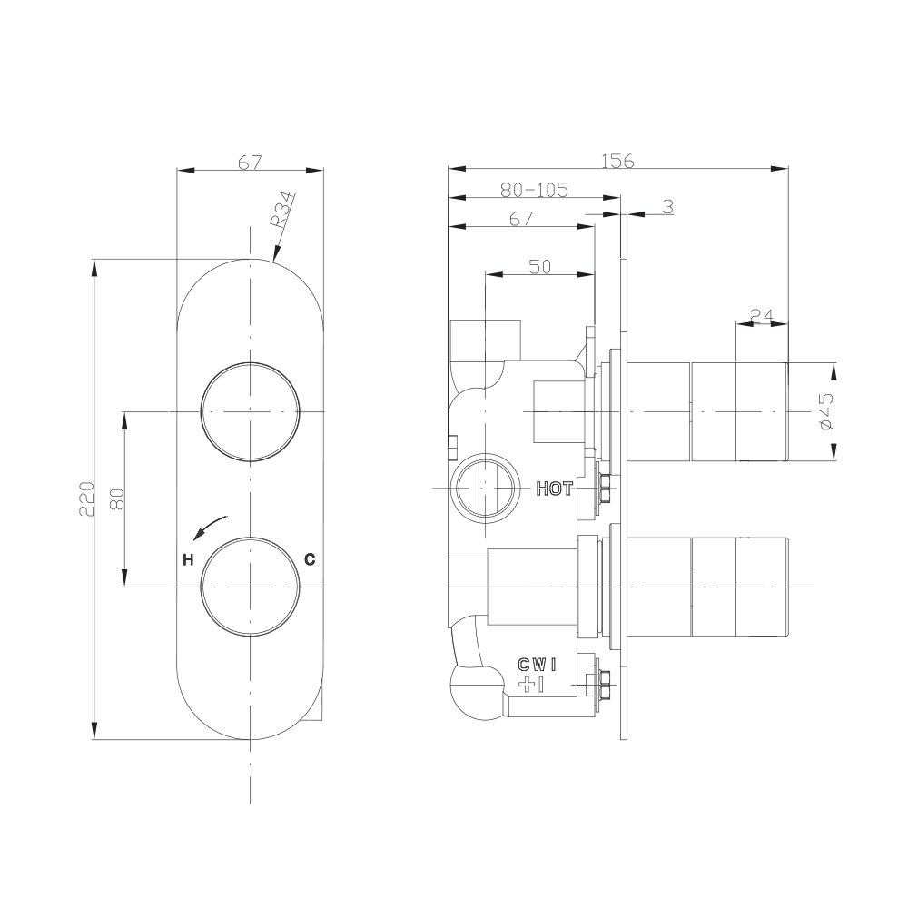 Crosswater Central Concealed Thermostatic Shower Valve