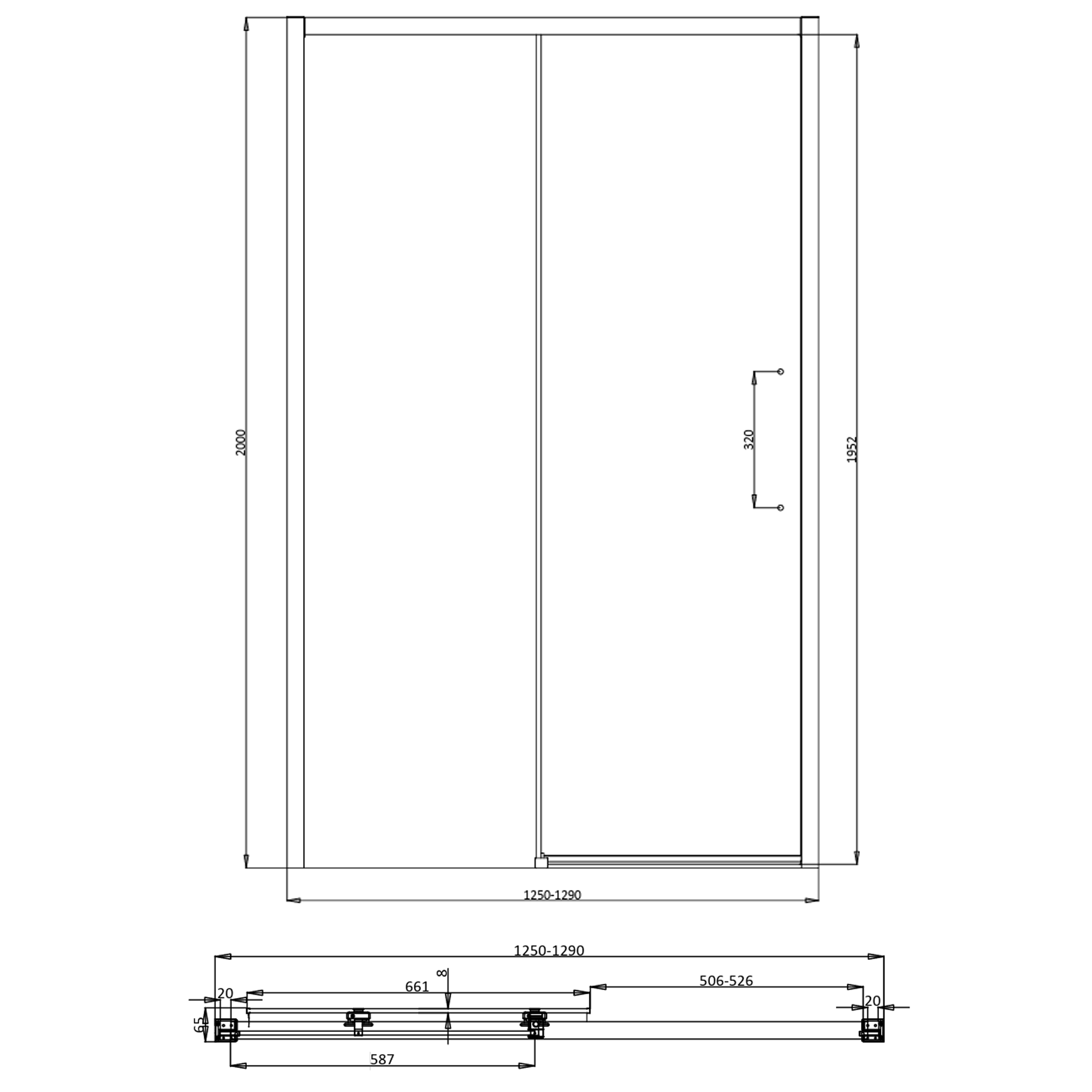 Crosswater Asura 8mm Matt Black Sliding Shower Door & Optional Side Panel