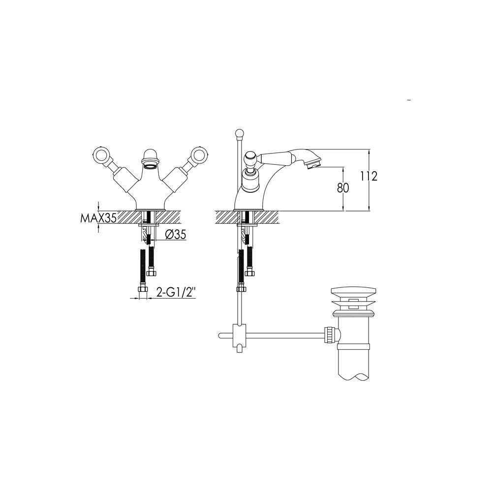 Butler & Rose Caledonia Lever Basin Mixer Tap With Waste