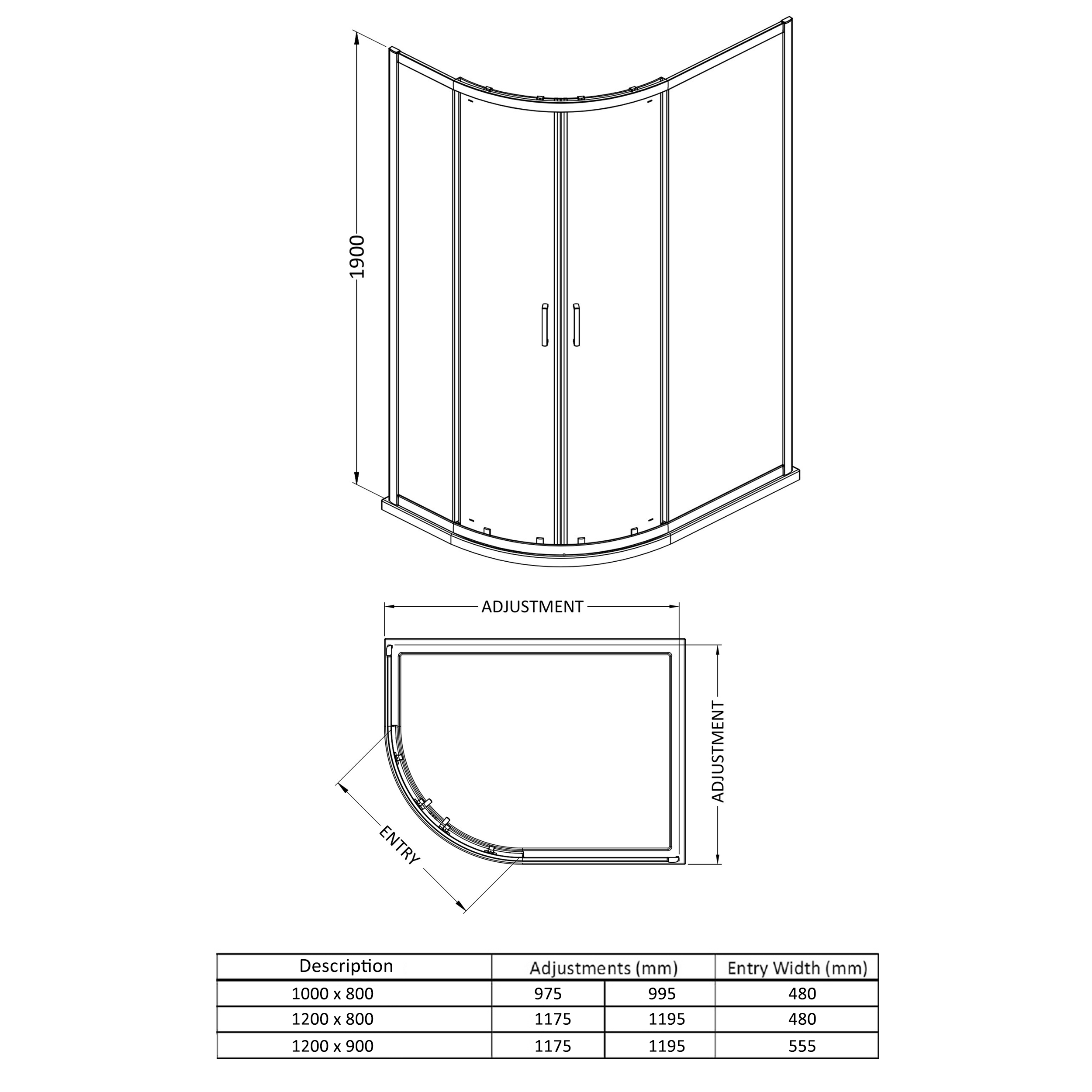 Harbour Primrose 6mm Matt Black Offset Quadrant Shower Enclosure