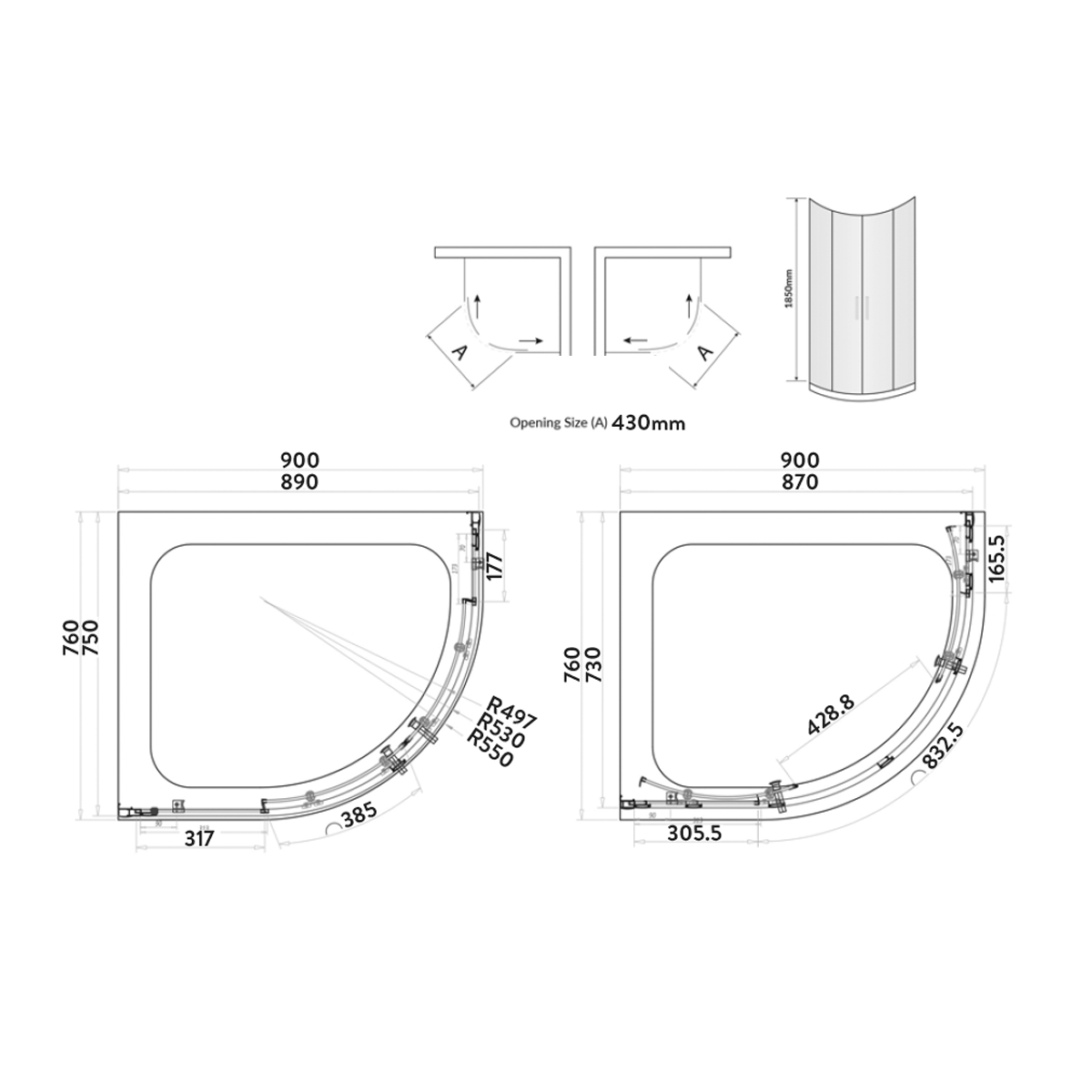 Harbour i6 Easy Clean 6mm 2-Door Quadrant Shower Enclosure